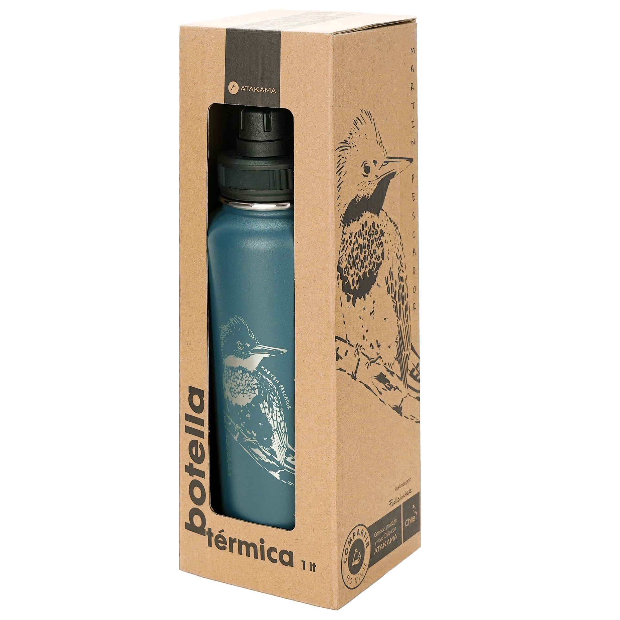Botella térmica Martín pescador 1 lt Azul