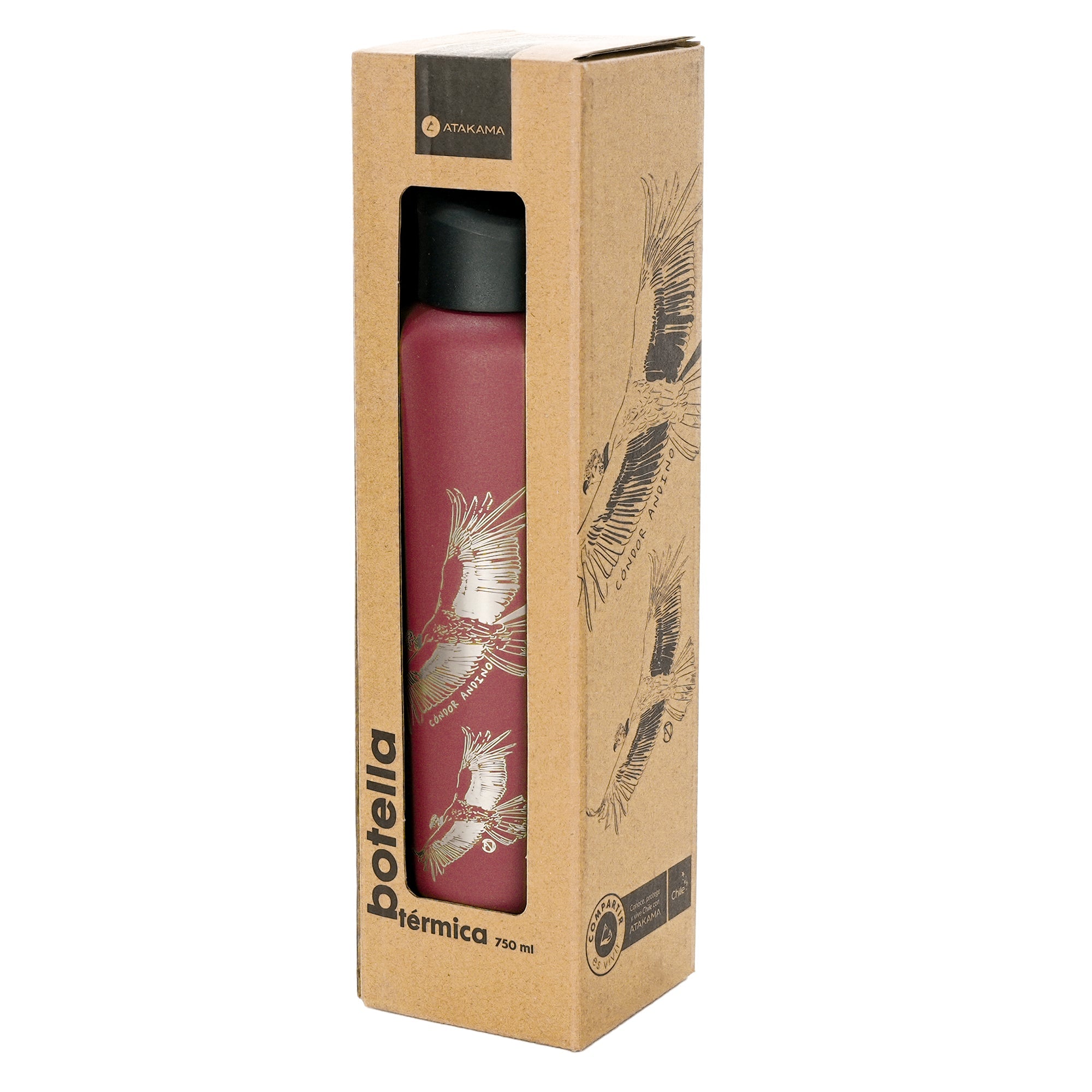 Botella térmica Cóndor andino 710 ml Burdeo