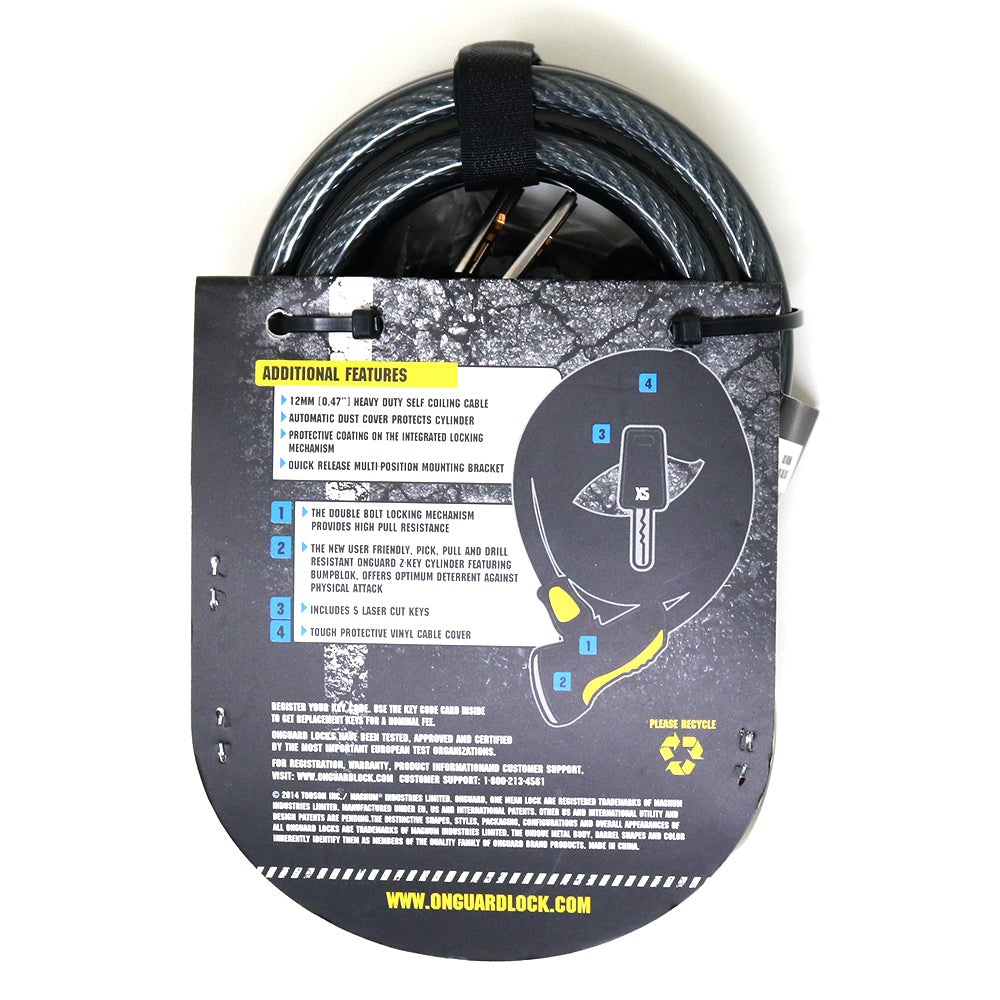 On Guard Candado Espiral C/llave Doberman 185cms x 10m - Rideshop
