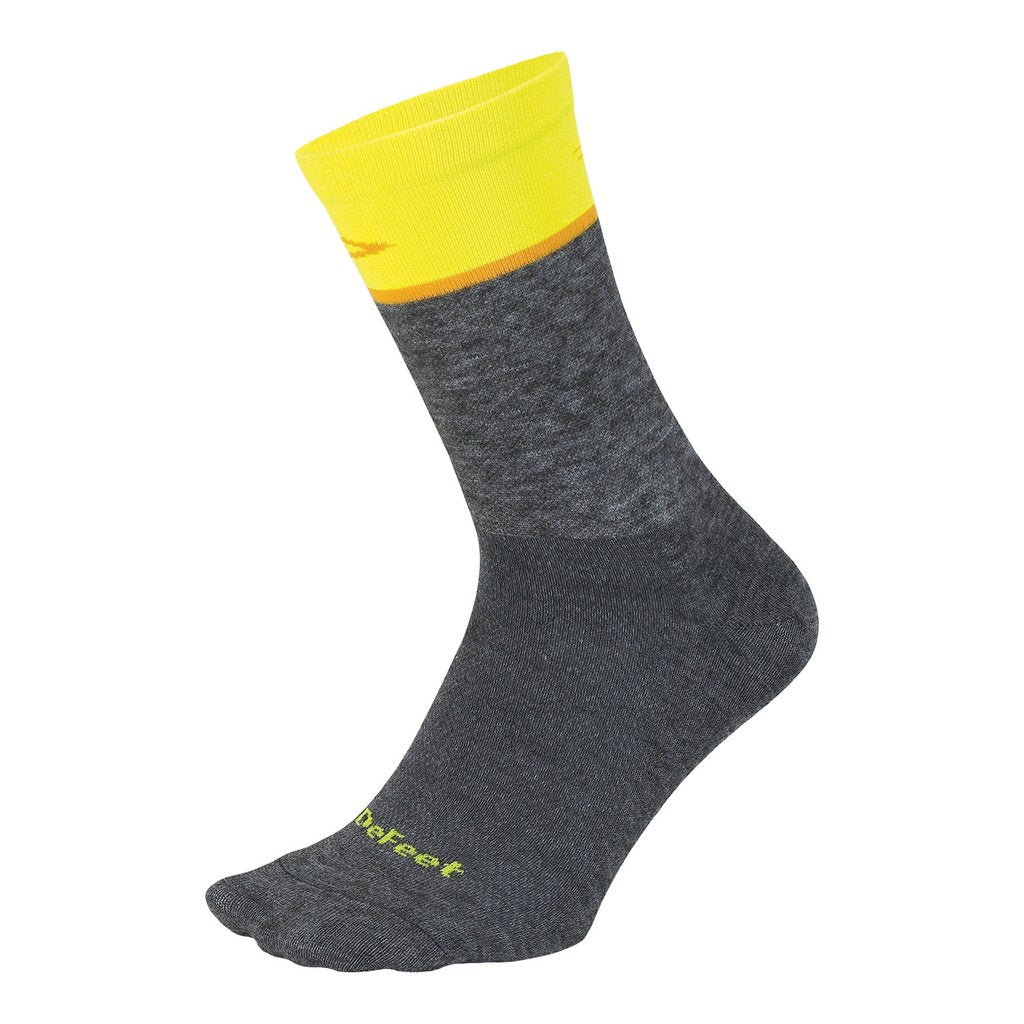 Calcetín Defeet Wooleator Wool Blend 6'' Team Defeet (Gravel Grey/Neon Yellow)