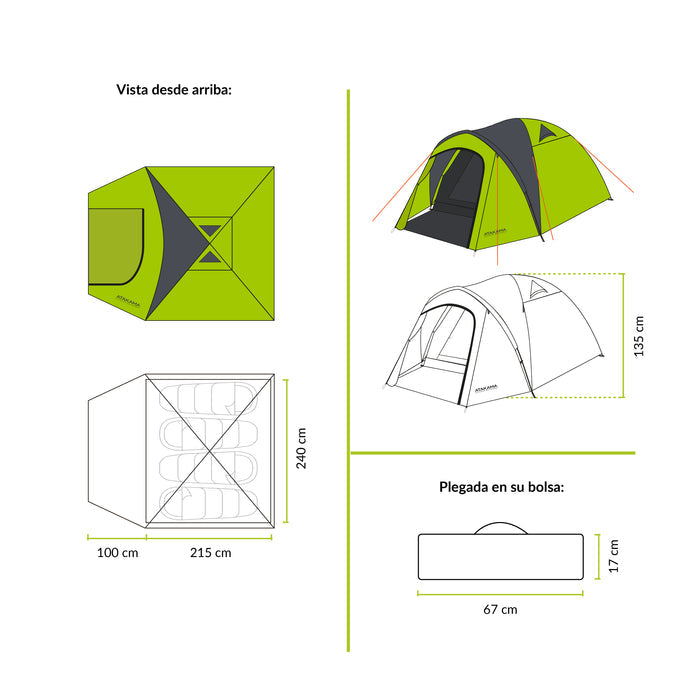 Atakama Outdoor Carpa Totoralillo 4P - Rideshop