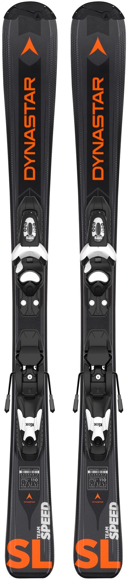 Dynastar Skis Team Speed 100-130 BLK (Kid-X) y Look Kid-X 4 B76 Black/White - Rideshop