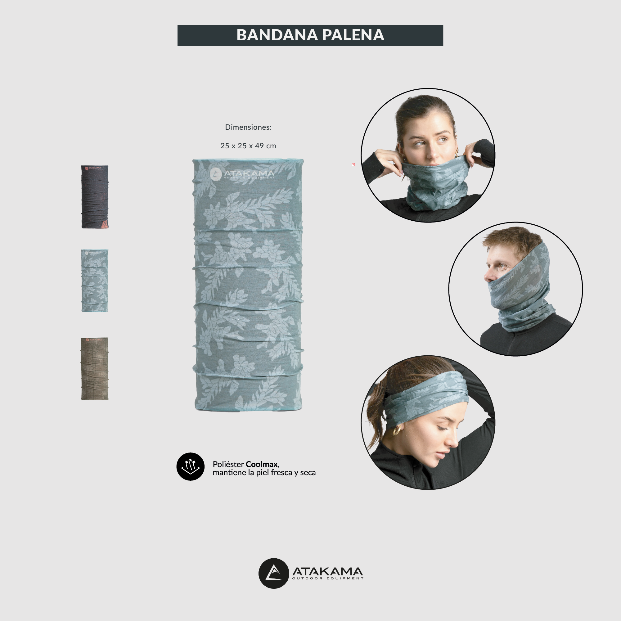 Bandana Palena multifuncional Negro Tucuquere