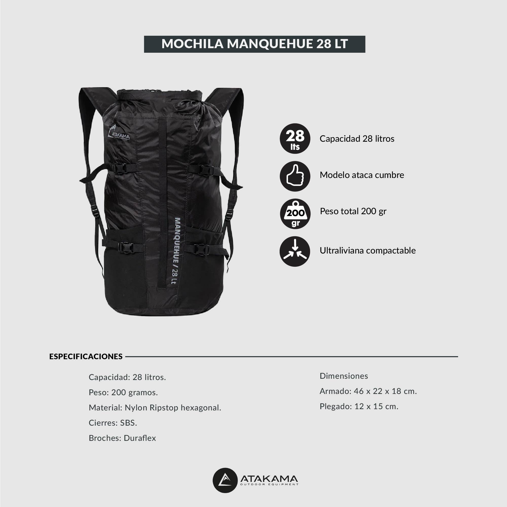 Mochila impermeable Manquehue 28 lt