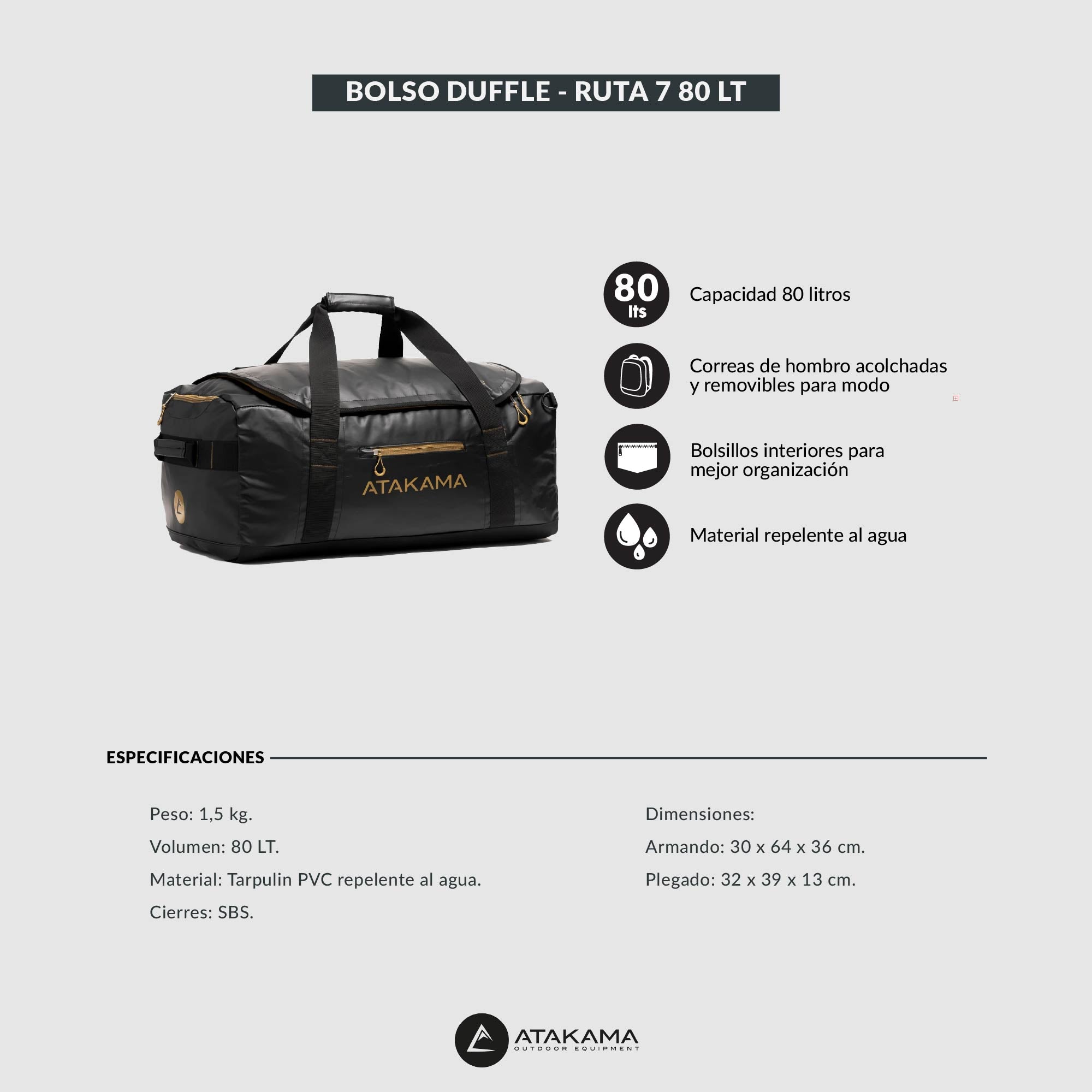 Bolso Duffle 55LT Ruta 7