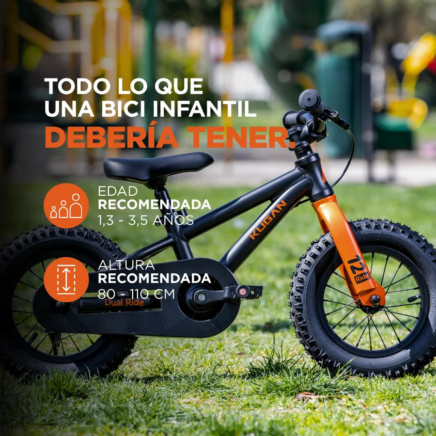 Bicicleta Niño Kugan Dual Ride 12 Black Orange