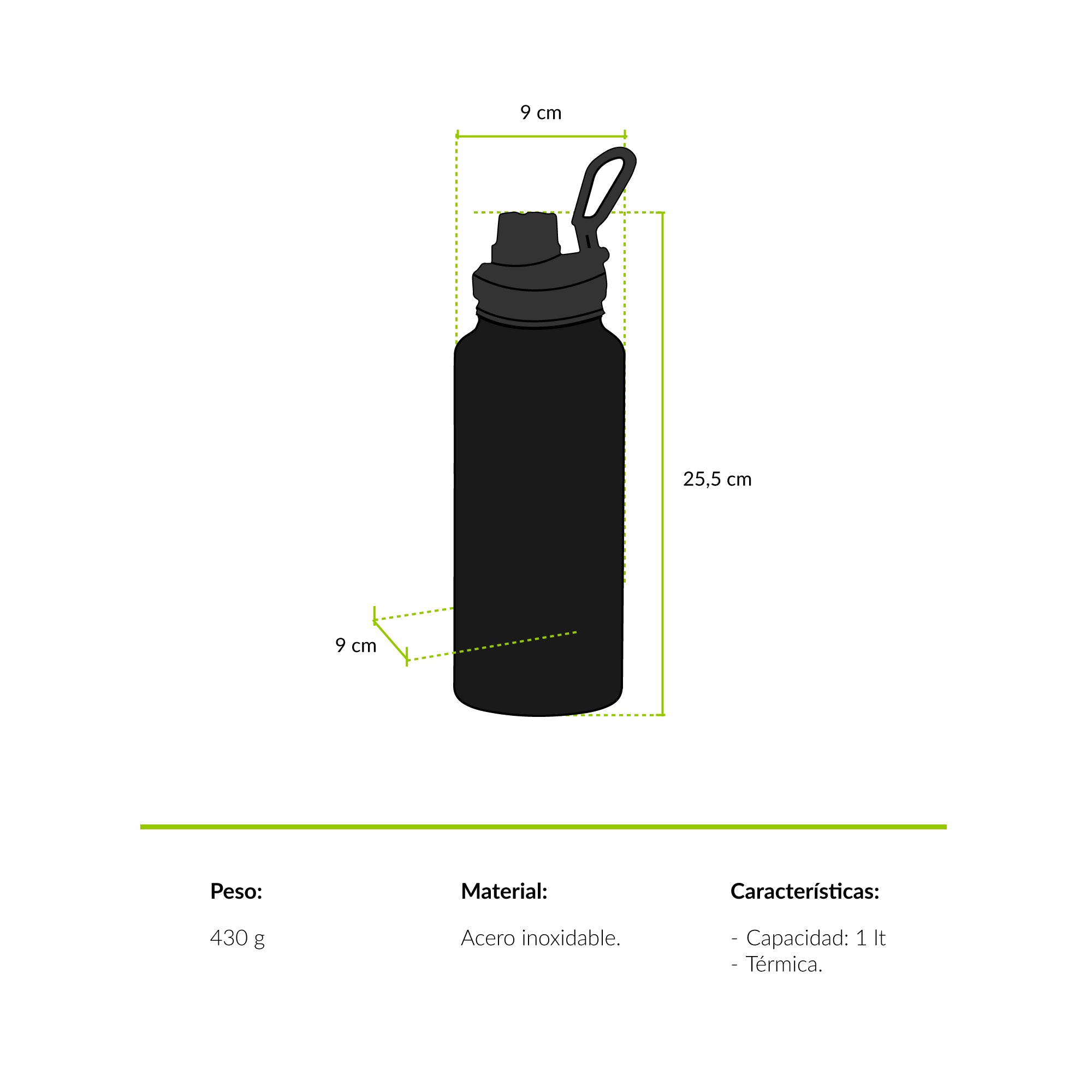Botella térmica Araucaria 1 lt Negra