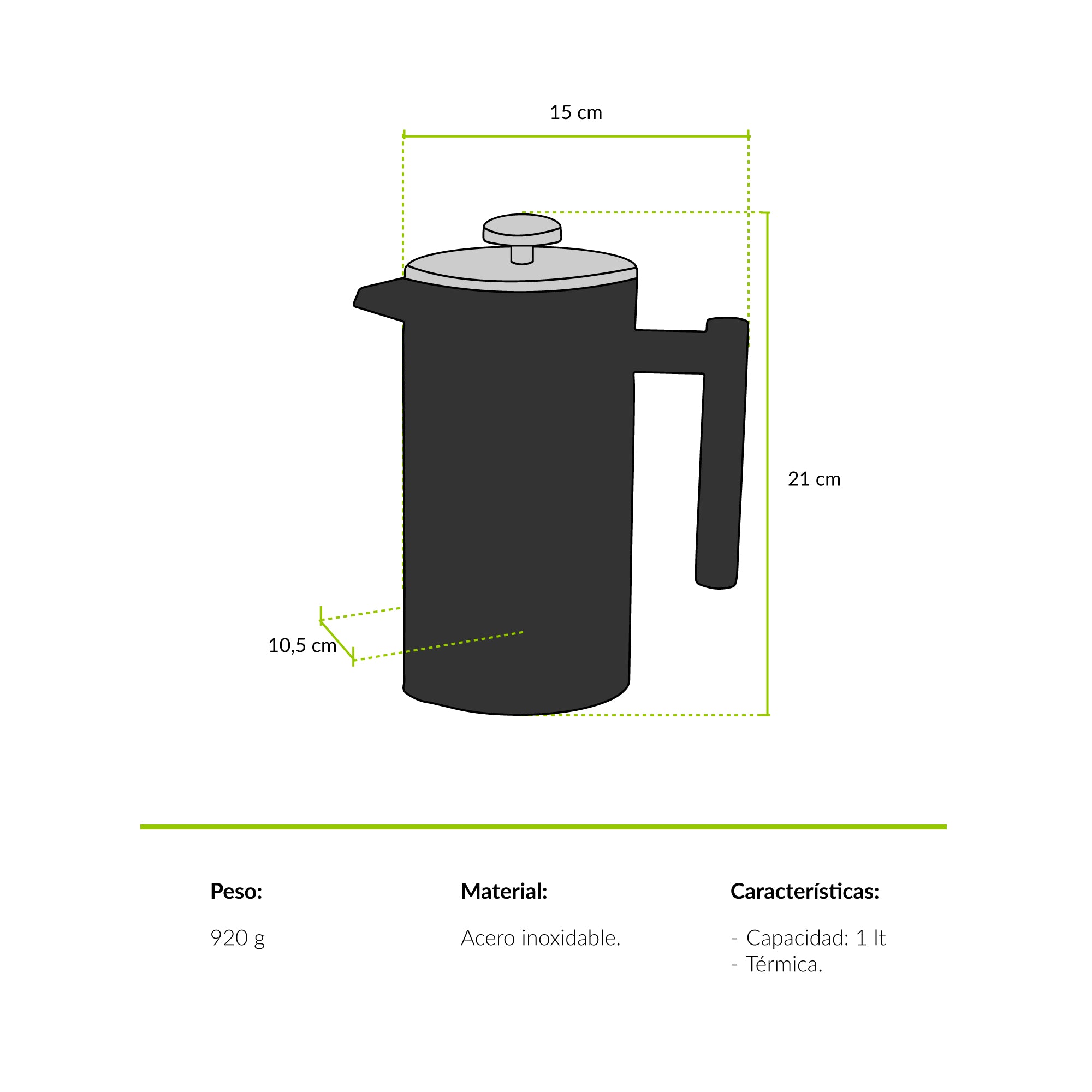 Cafetera térmica Huemul 1 lt Atakama Outdoor - Rideshop