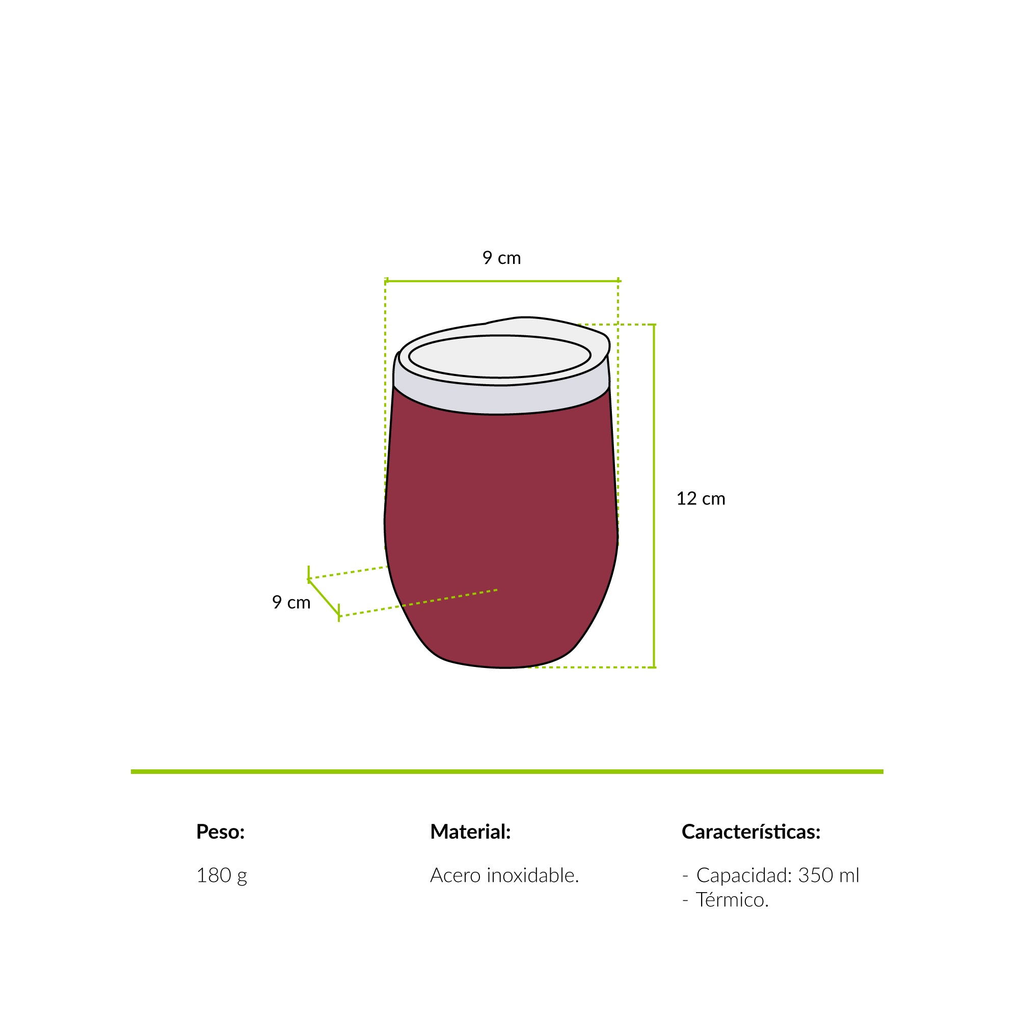 Vaso térmico Araucaria 350 ml Burdeo