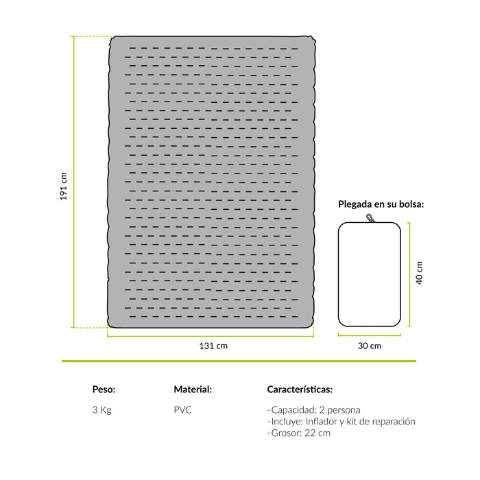 Atakama Outdoor Colchón Inflable Camping 2 Personas Nahuelbuta - Rideshop