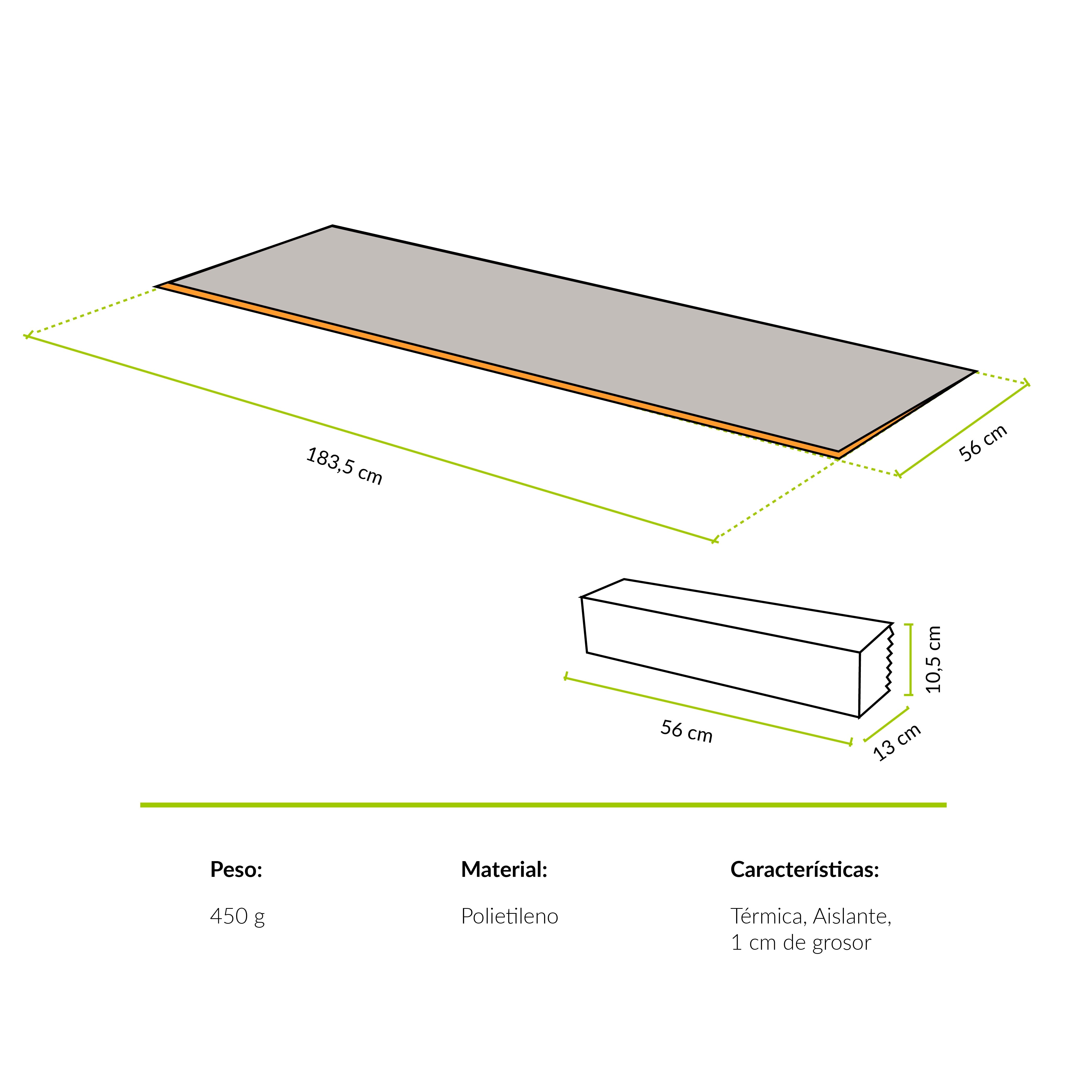 Colchoneta aislante térmica trekking/camping La campana Atakama Outdoor - Rideshop