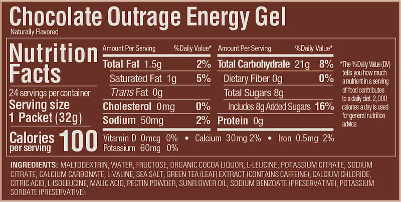 Caja de Geles Chocolate Outrage GU Energy