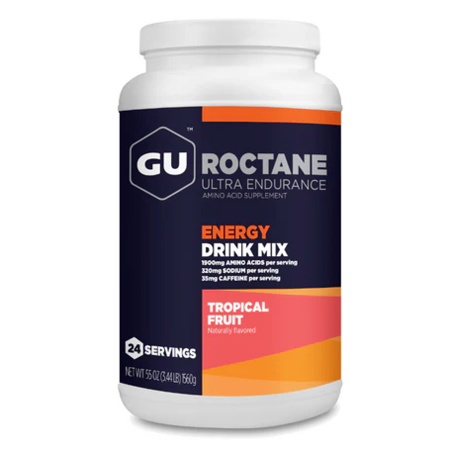 Roctane Energy Drink Mix 24SRV Canister Tropical Fruit Gu Energy