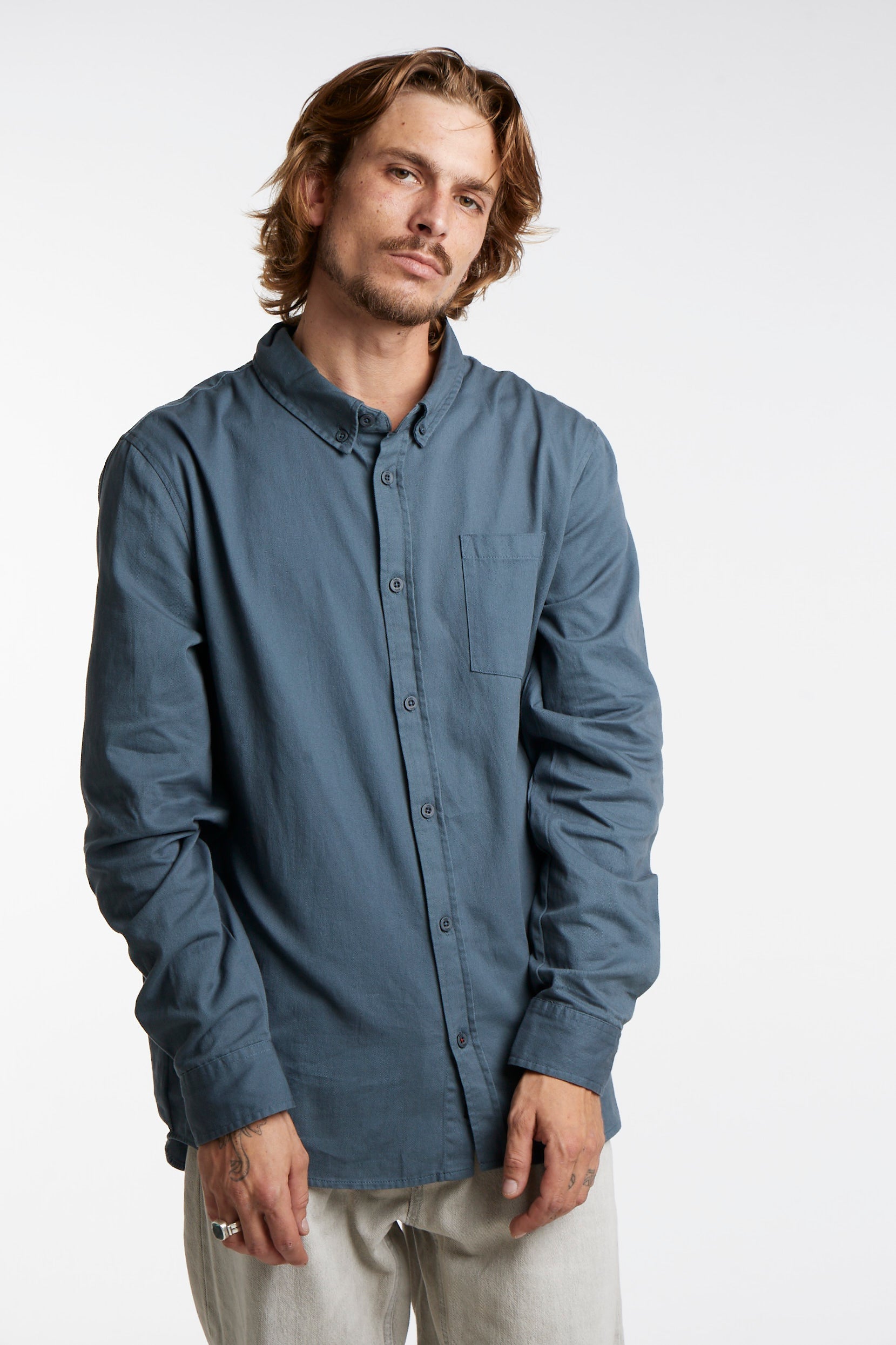 Camisa Manga Larga Azul Toke