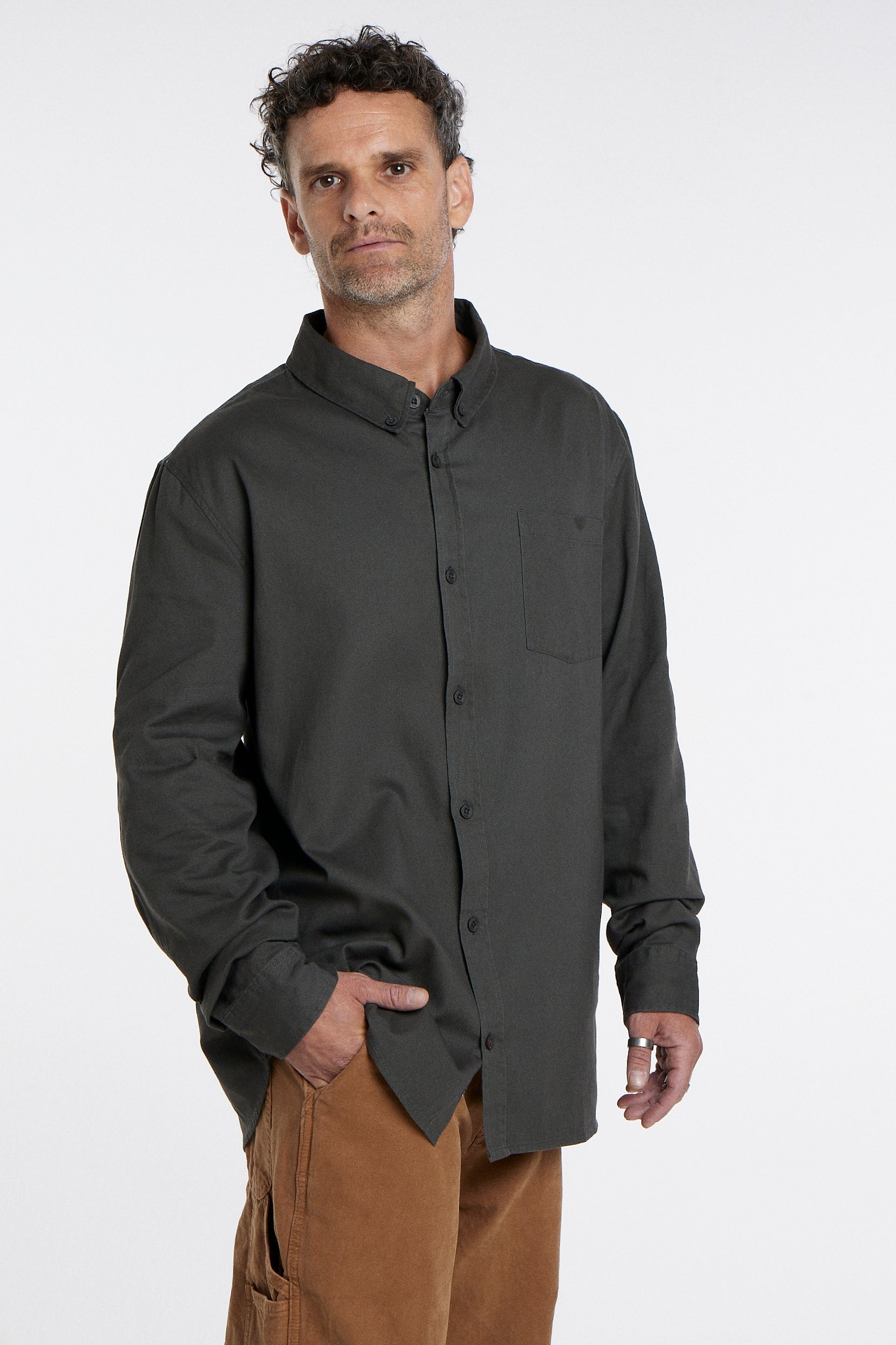 Camisa Manga Larga Hombre Gris Toke