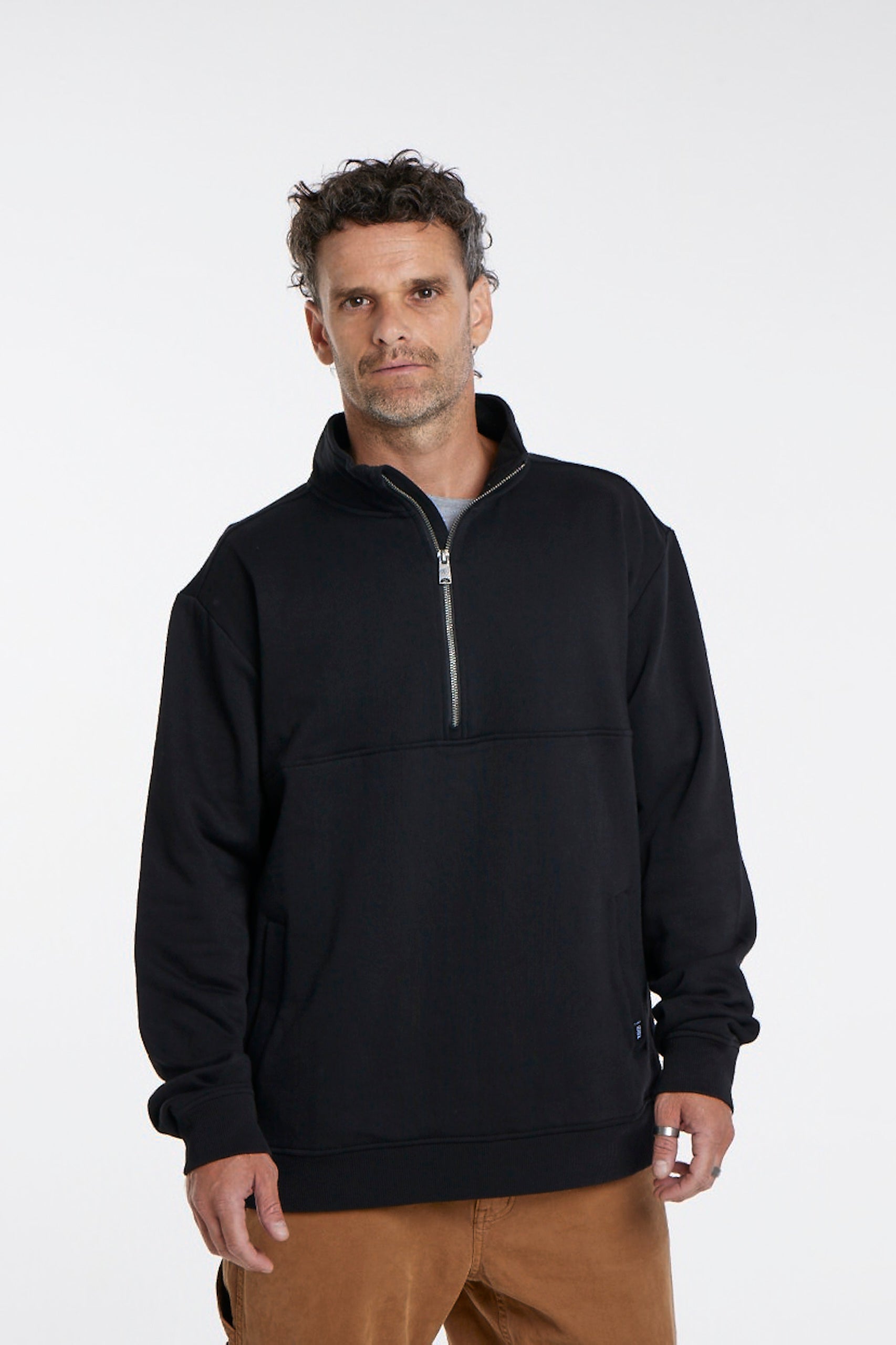 Polerón Negro Hombre Half Zip