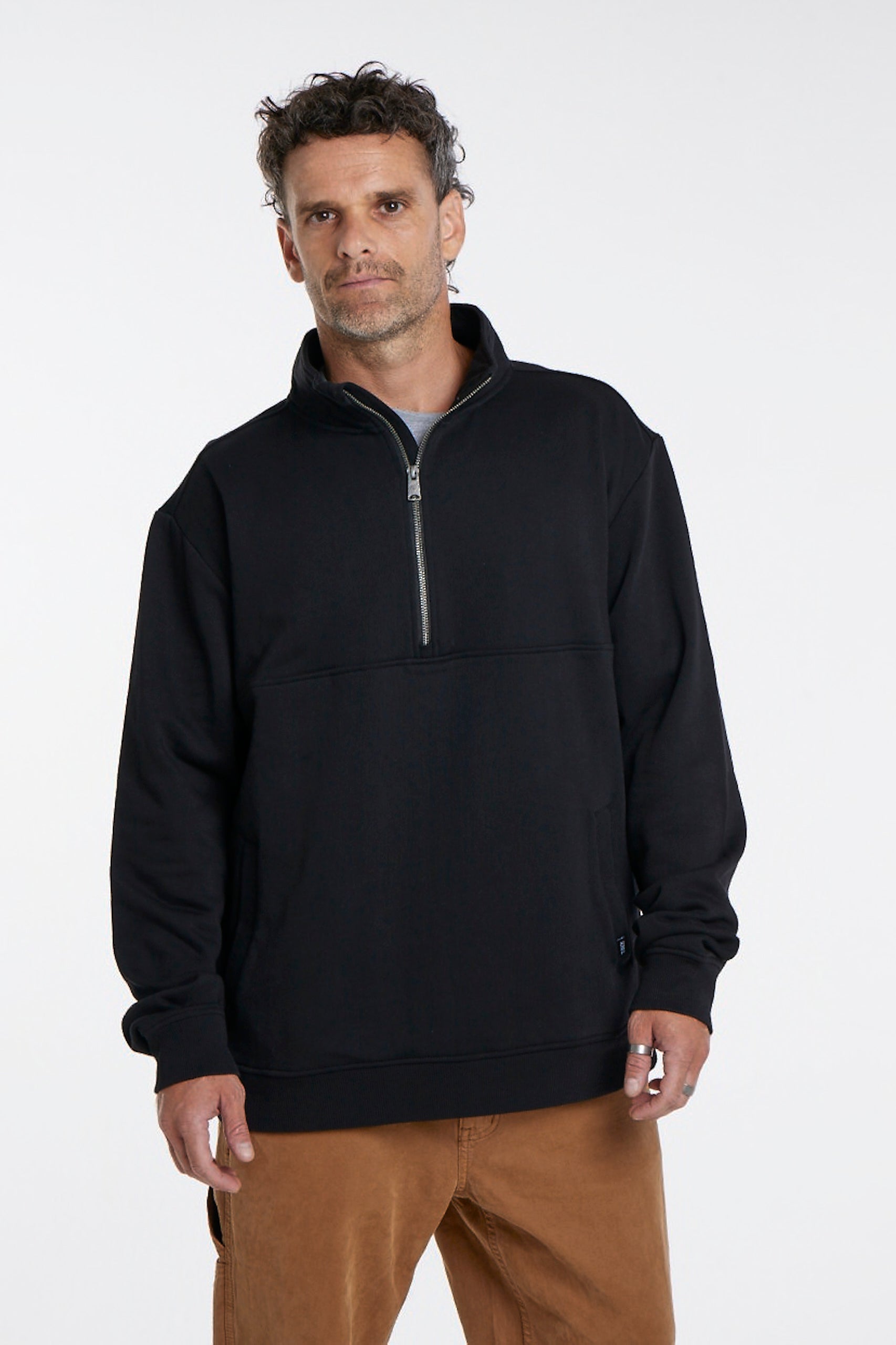 Polerón Negro Hombre Half Zip