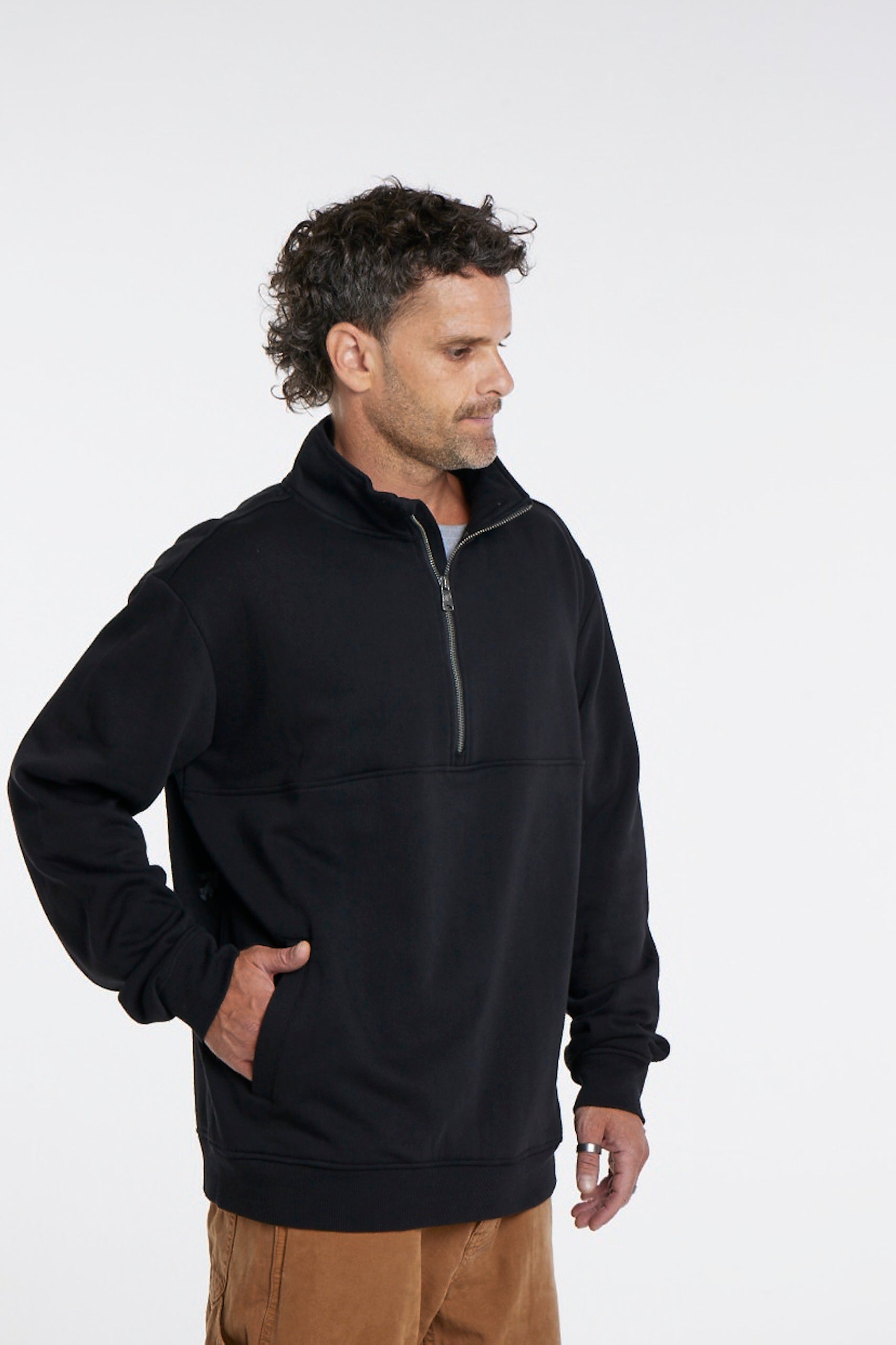Polerón Negro Hombre Half Zip