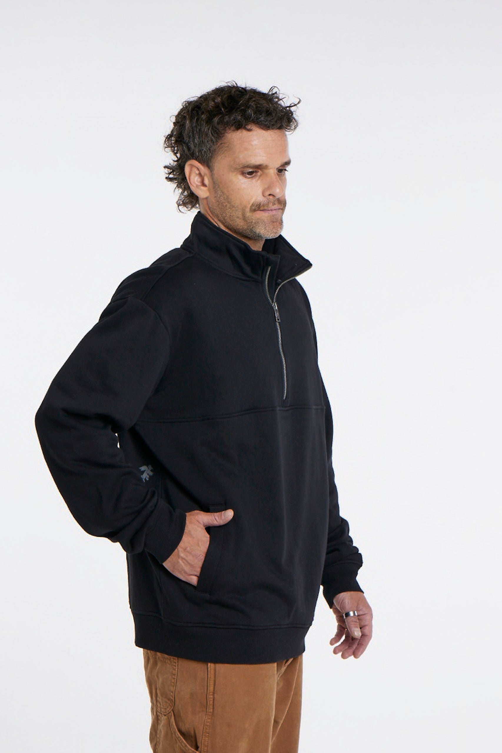 Polerón Negro Hombre Half Zip