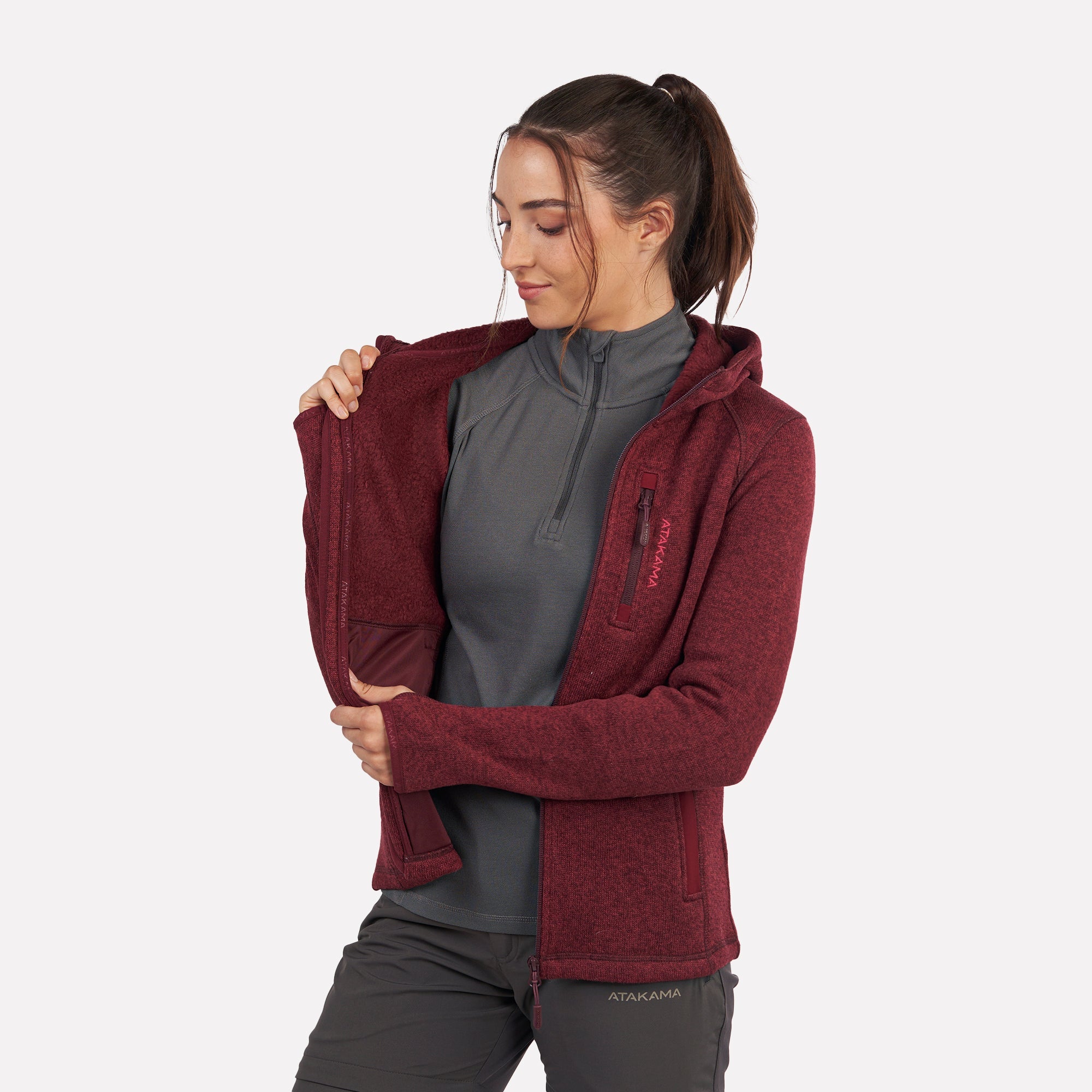 Polar tejido hoddie Full-Zip mujer Tundra jaspeado Atakama Outdoor - Rideshop