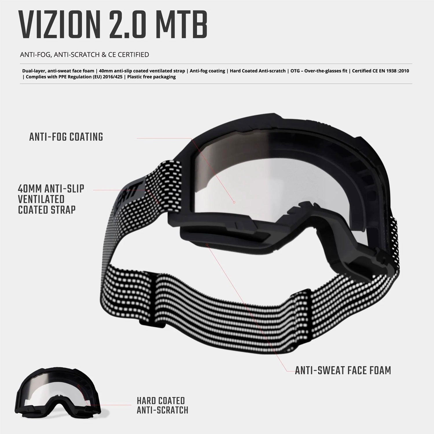 Antiparra Leatt Vizion 2.0 Negro Transparente 90 VLT