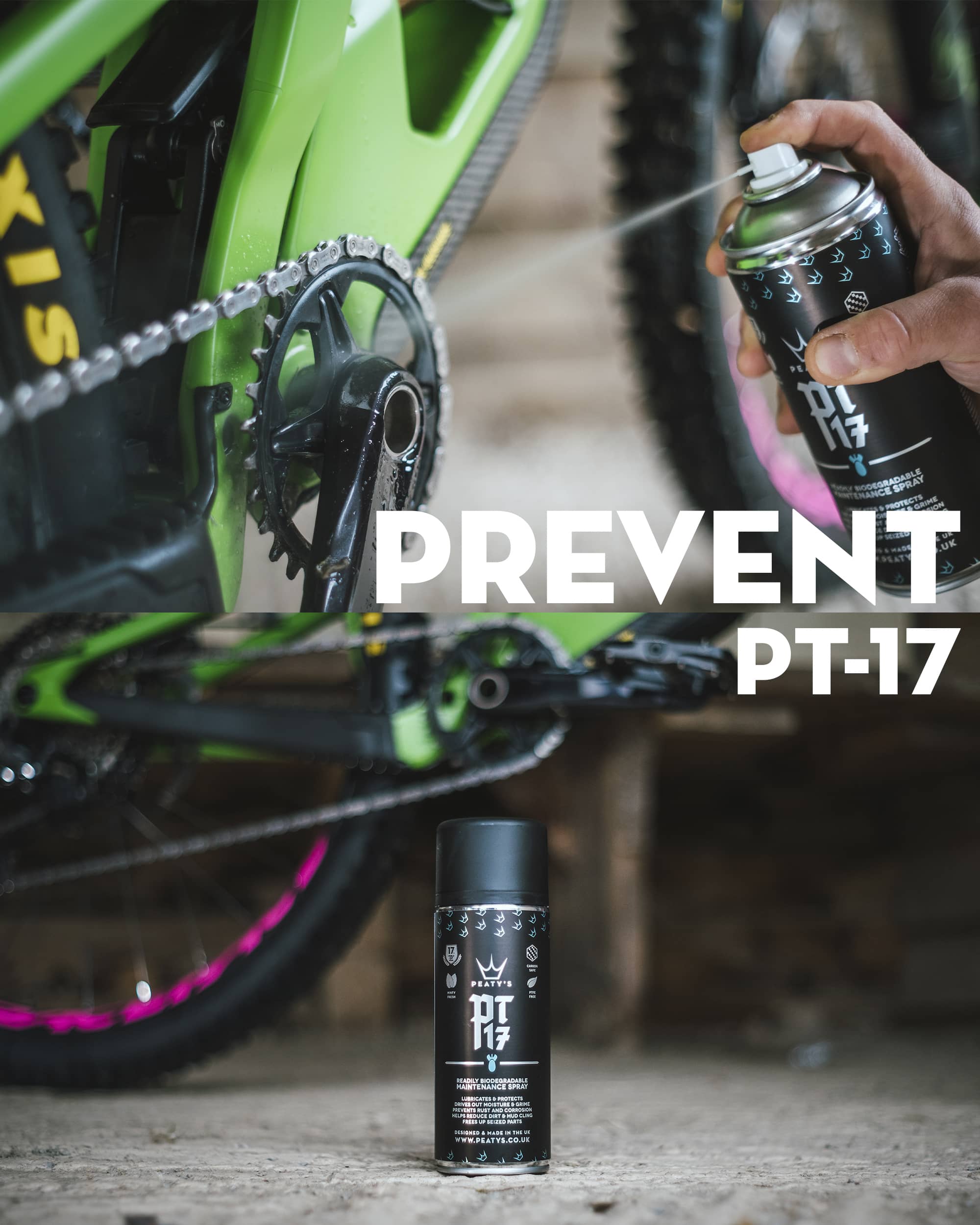 Peaty's Kit Limpieza Bicicleta Espuma de Lavado, Spray de Mantencion y Lubricante Cadena - Rideshop