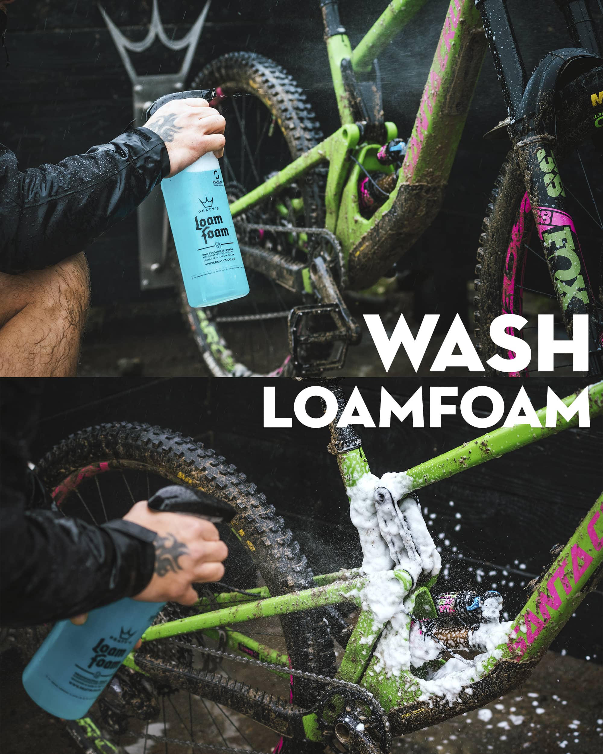 Peaty's Kit Limpieza Bicicleta Espuma de Lavado, Spray de Mantencion y Lubricante Cadena - Rideshop