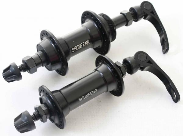 Maza 36H QR9 Rosca Aluminio Negro