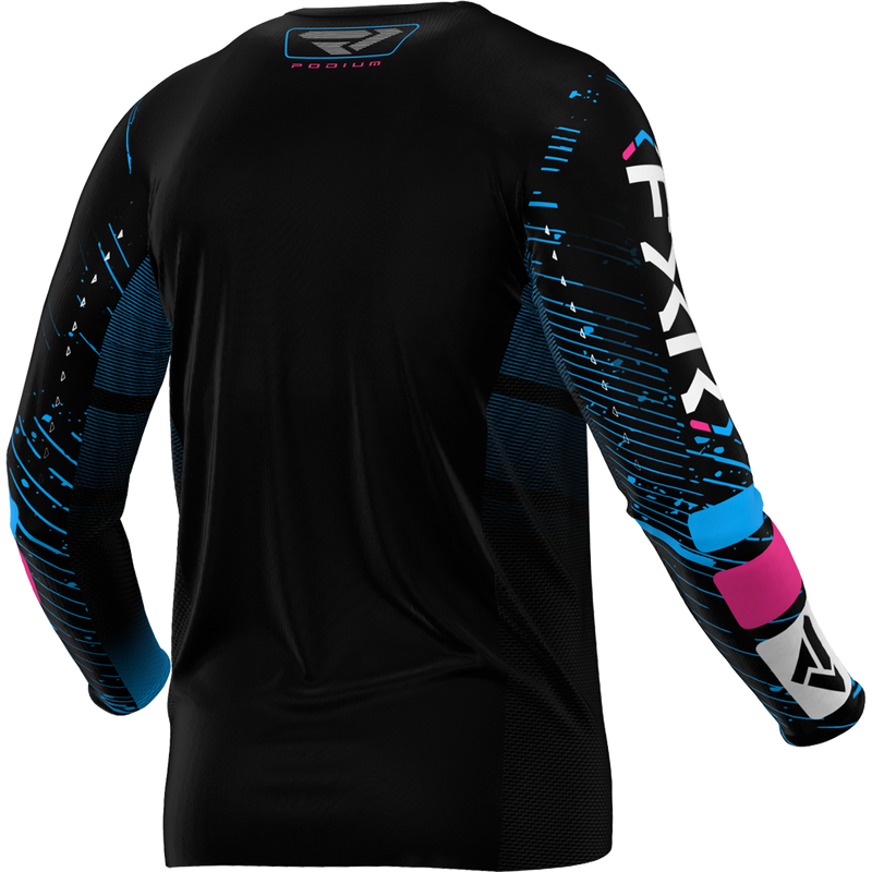 Polera Moto FXR Podium Black/Cyan/Pink