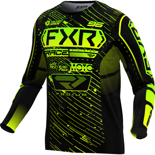 Polera Moto FXR Podium Negro/Hivis/Lime