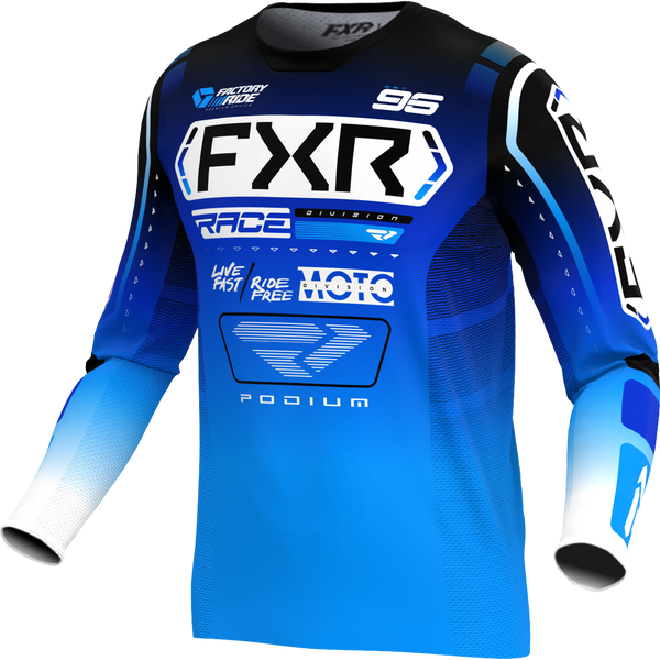 Polera Moto FXR Podium Azul/Blanco