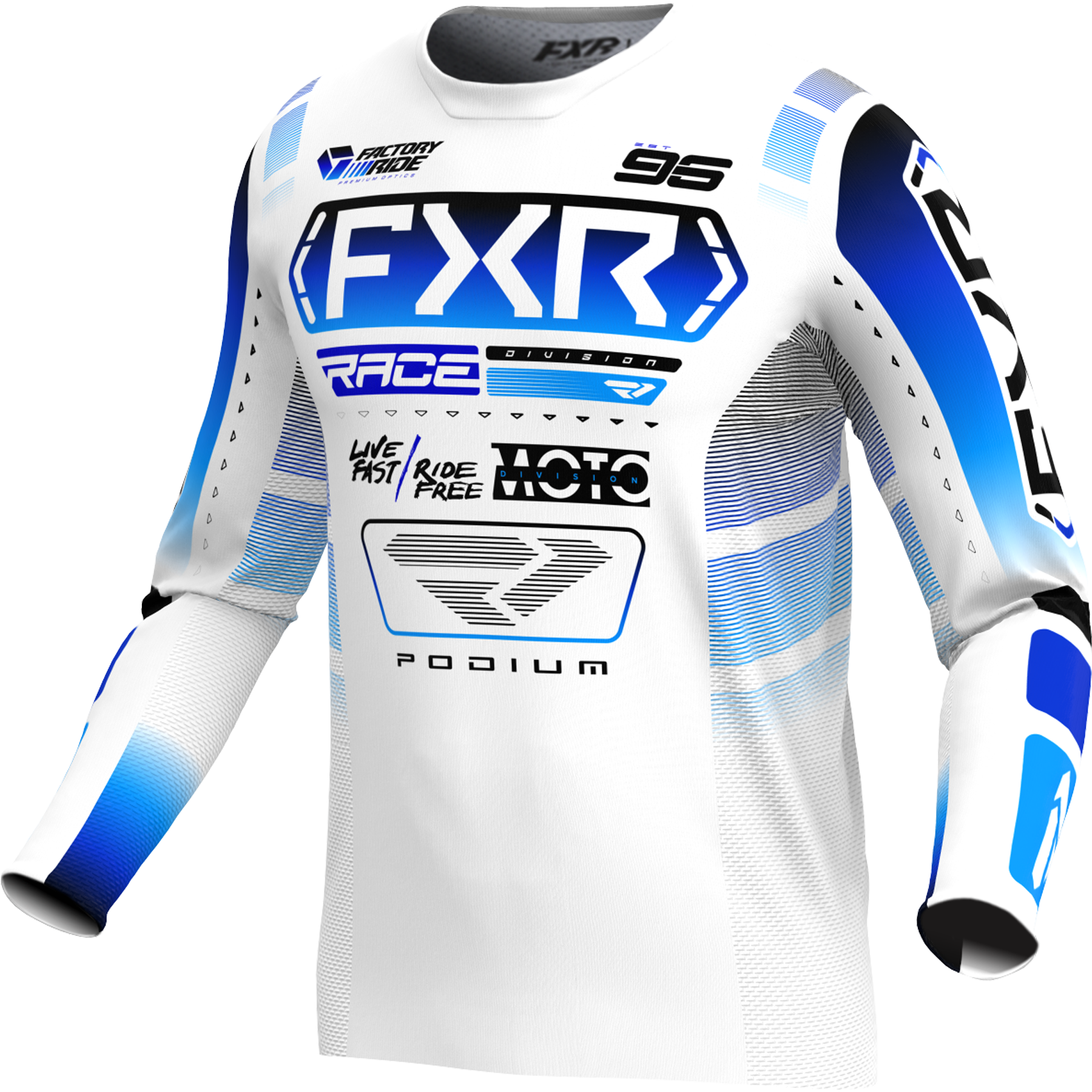 Polera Moto FXR Podium Blanco/Azul