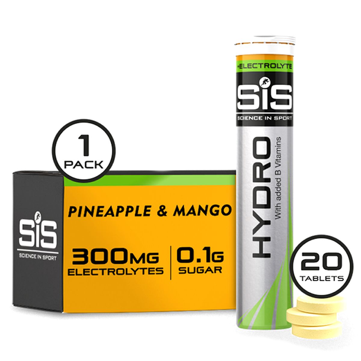 Caja SIS Tabletas Electrolitos Hydro Piña & Mango 20T 8U