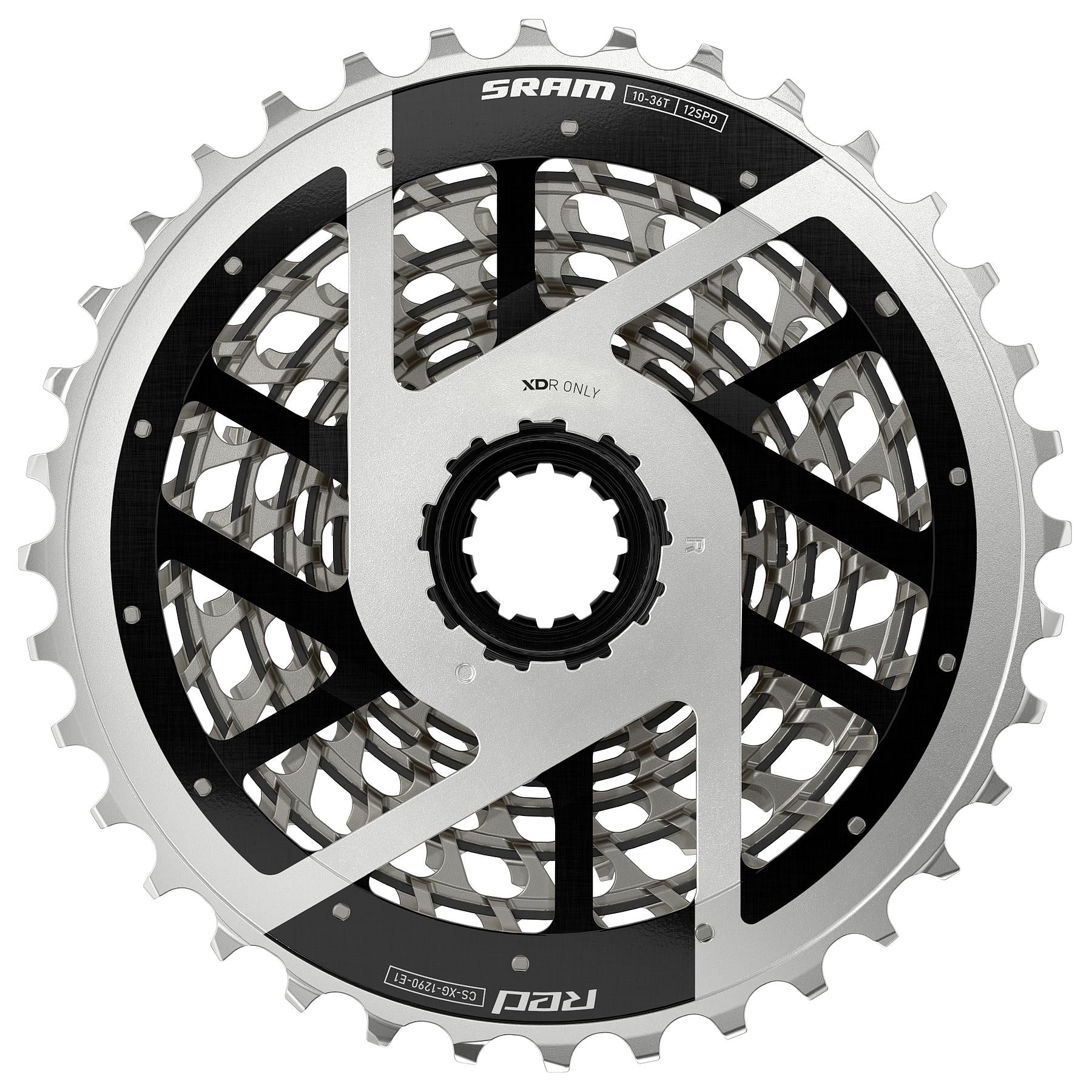 Piñón SRAM RED XDR XG1290 E1 X-DOME 10-36 12V Plata - Rideshop