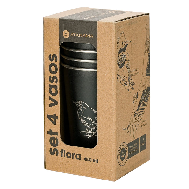 Set de 4 vasos aves chilenas 480 ml Atakama Outdoor - Rideshop