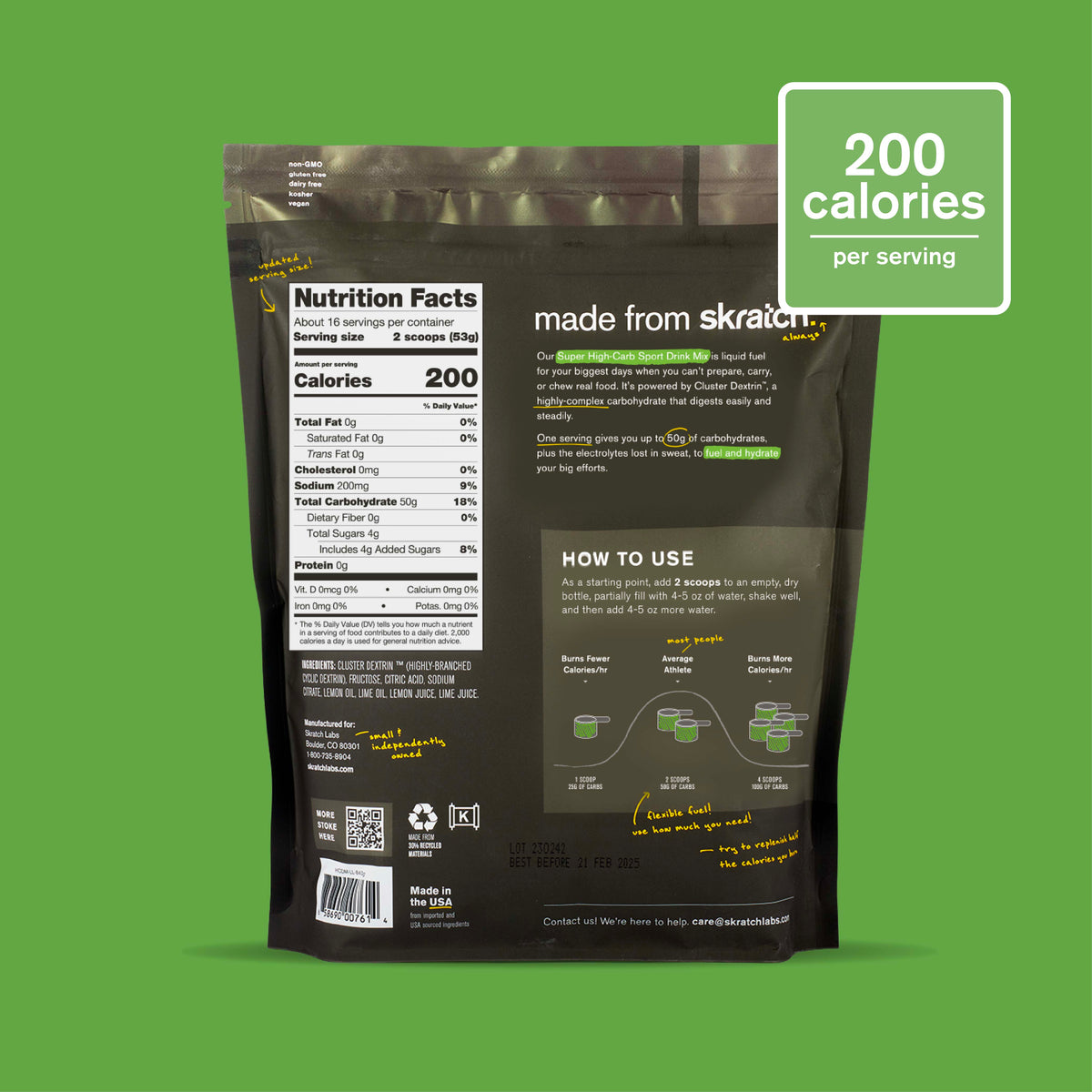 Skratch Labs Super High-Carb Sport Drink Mix Limón y Lima – Bolsa 840 g (16 porciones) - imagen 2