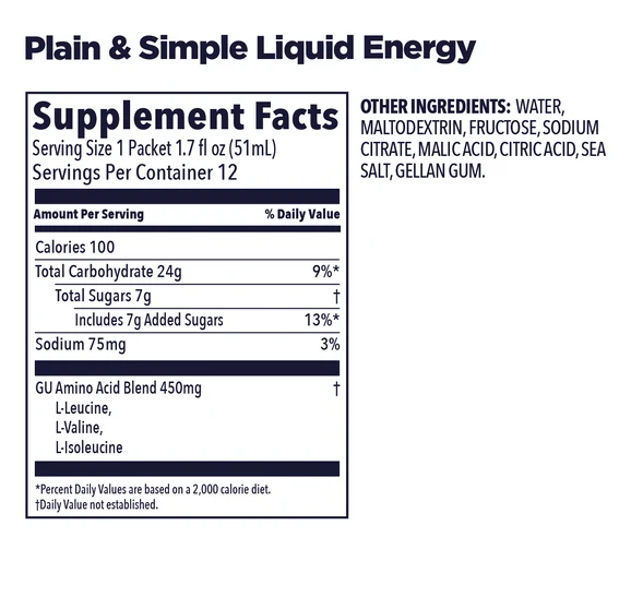 GU Energy Liquid Plain and Simple Caja 12 Unidades