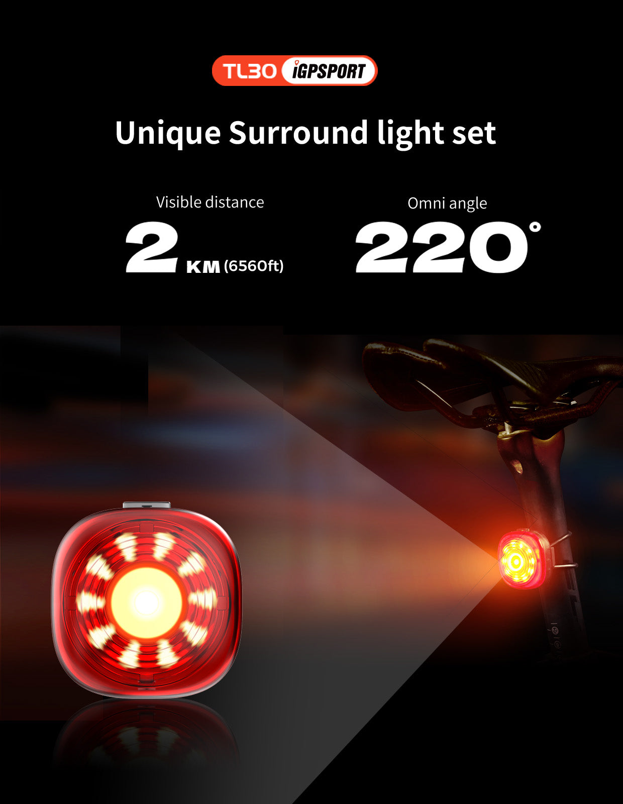 Pack iGPSPORT Ciclocomputador iGS630 y Luz Trasera TL30