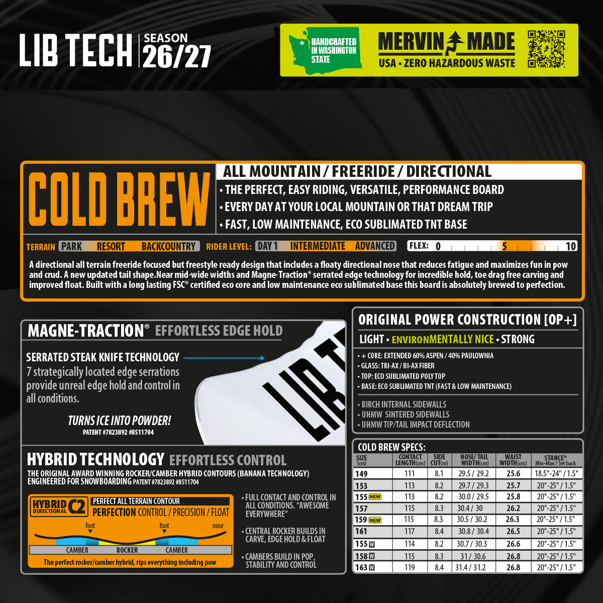 Tabla de Snowboard LIB TECH Cold Brew