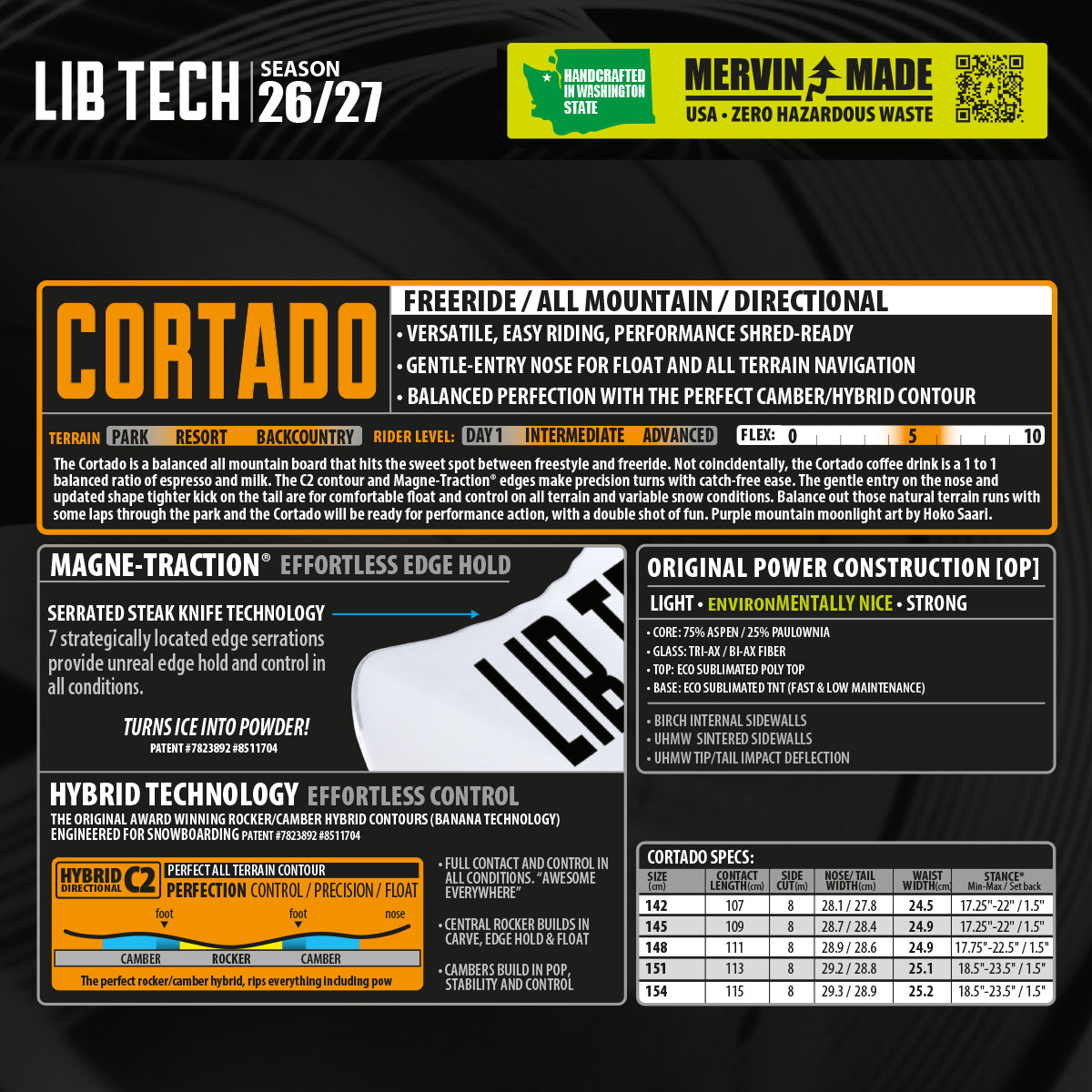 Tabla de Snowboard LIB TECH Cortado