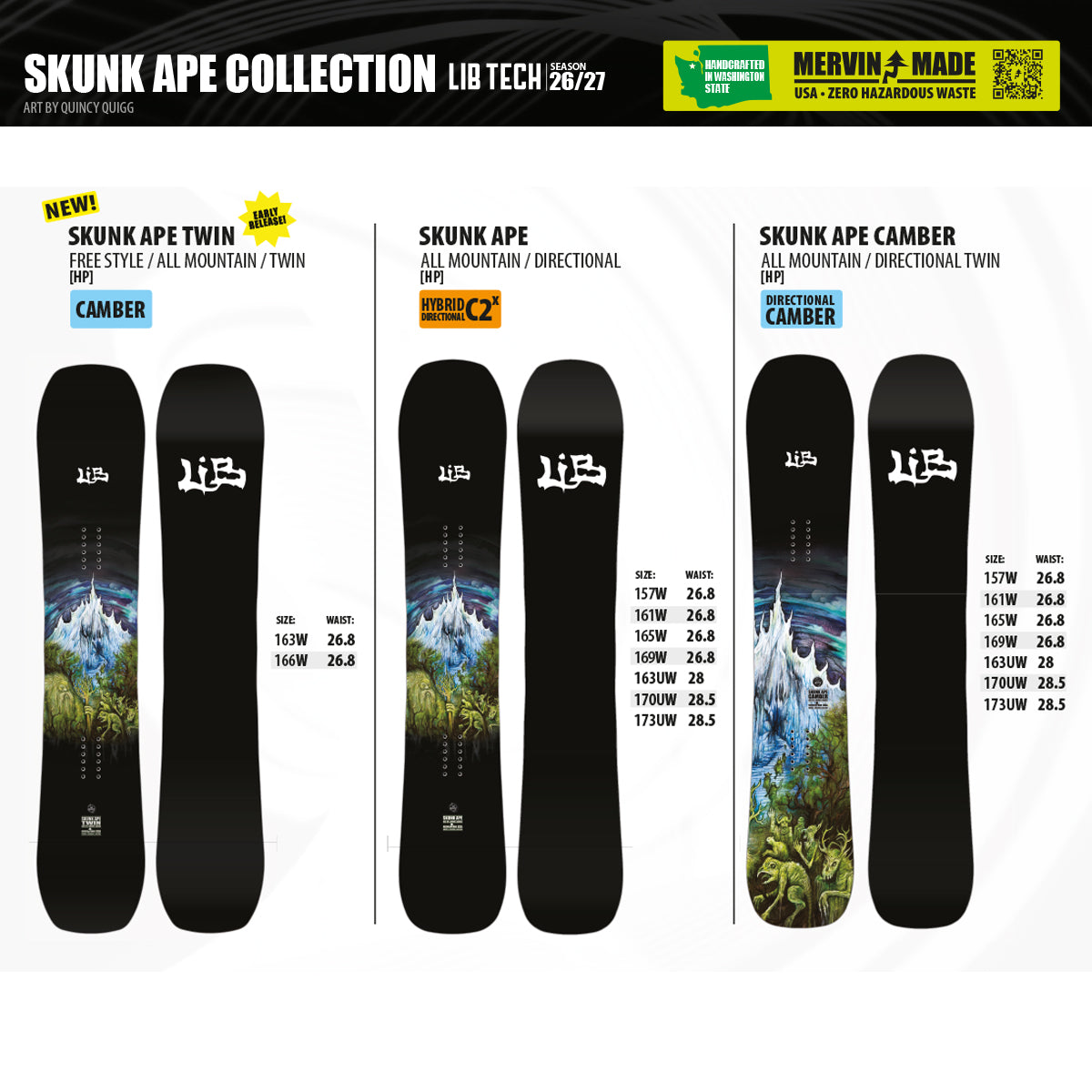 Tabla Snowboard LIB TECH Skunk Ape Camber