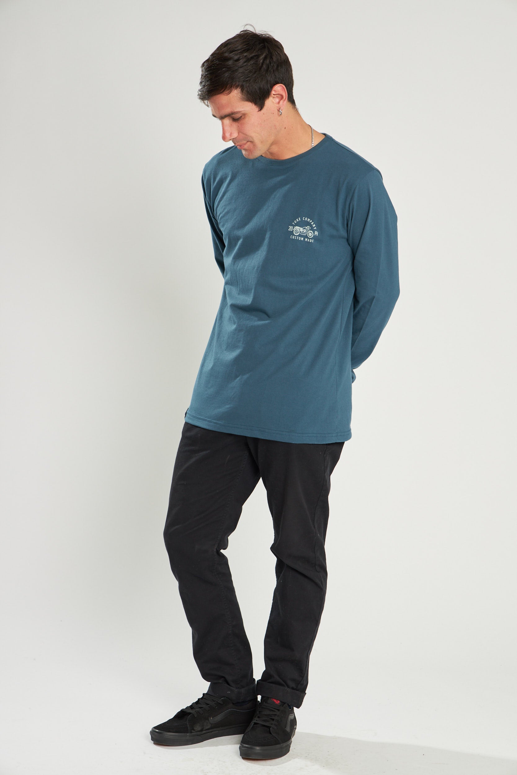 Polera Azul Manga Larga Moto