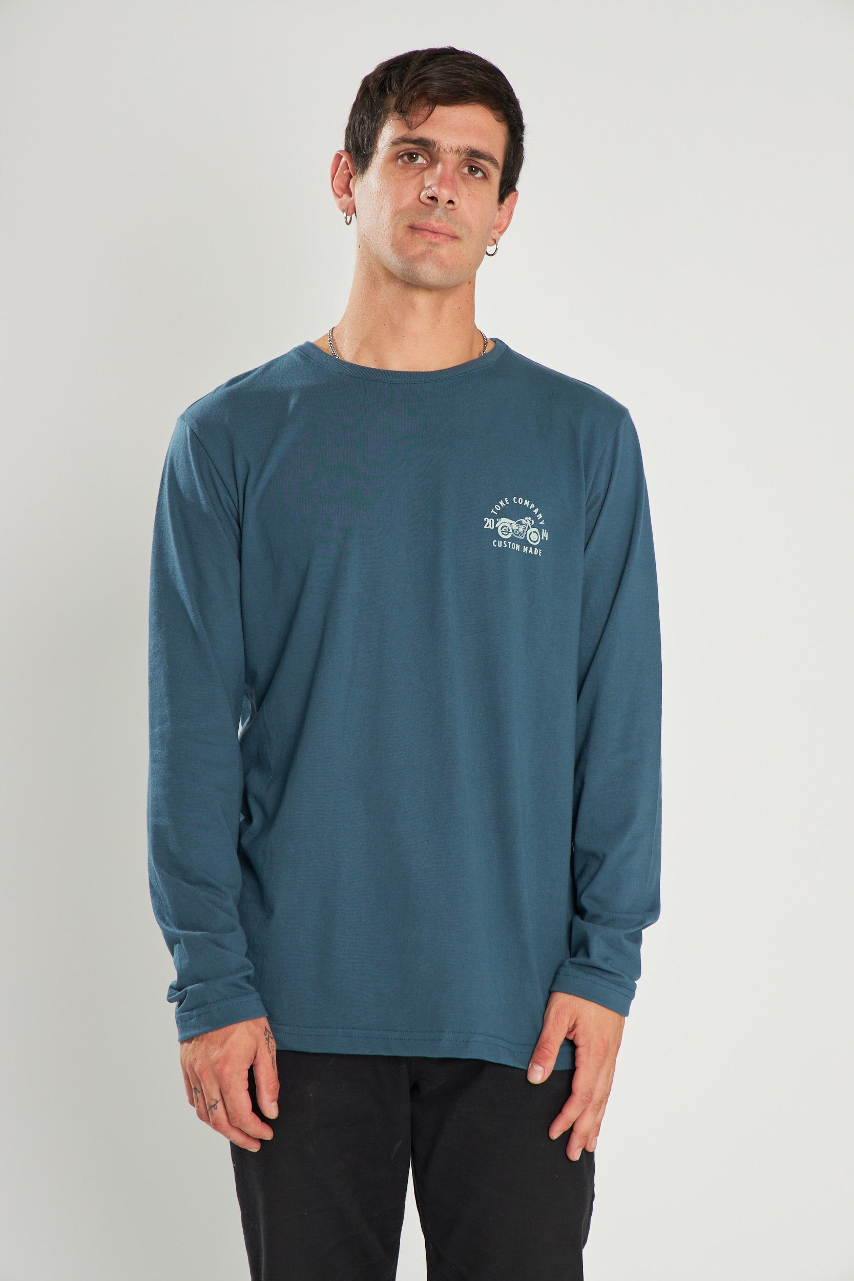 Polera Azul Manga Larga Moto