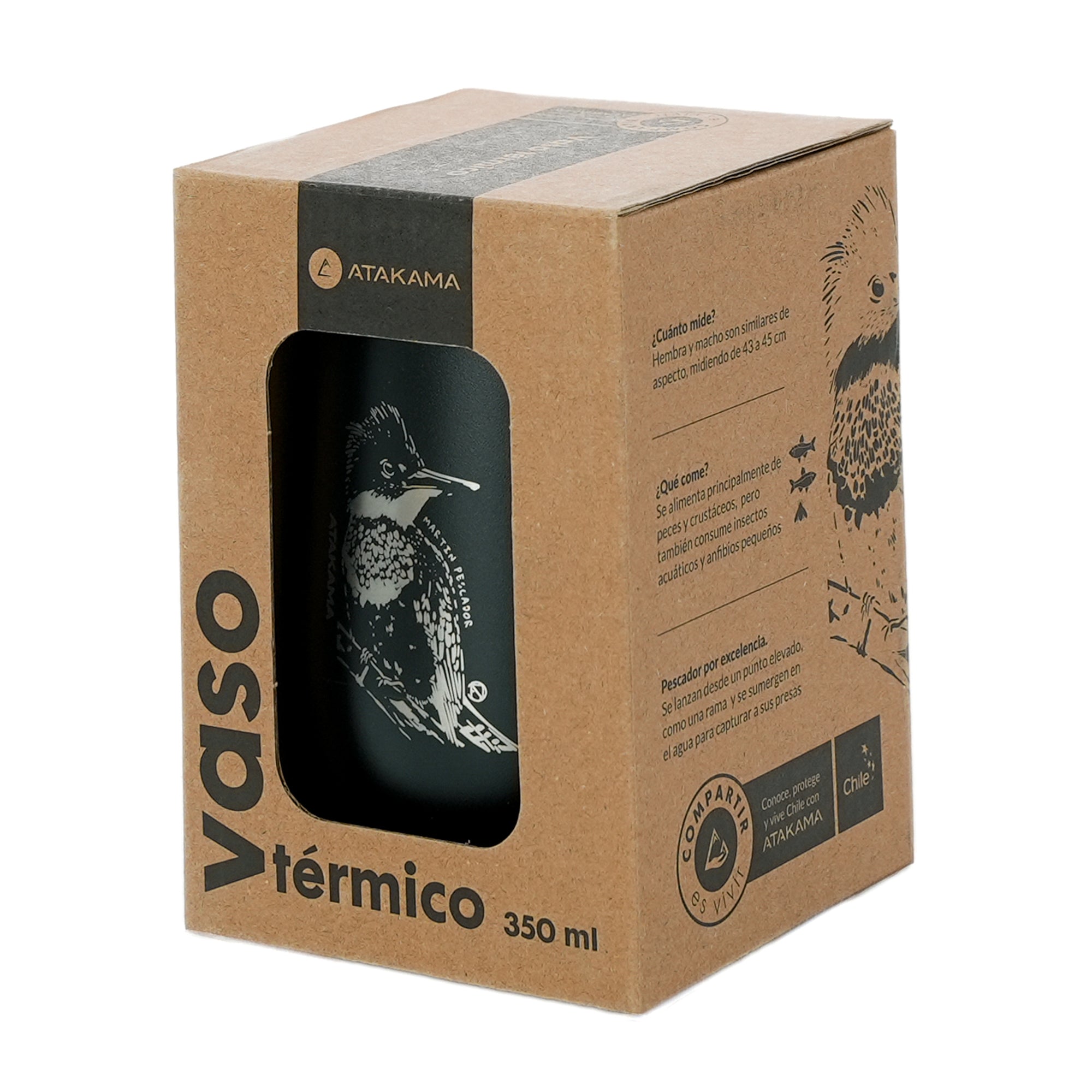 Vaso térmico Martín pescador 350 ml Negro