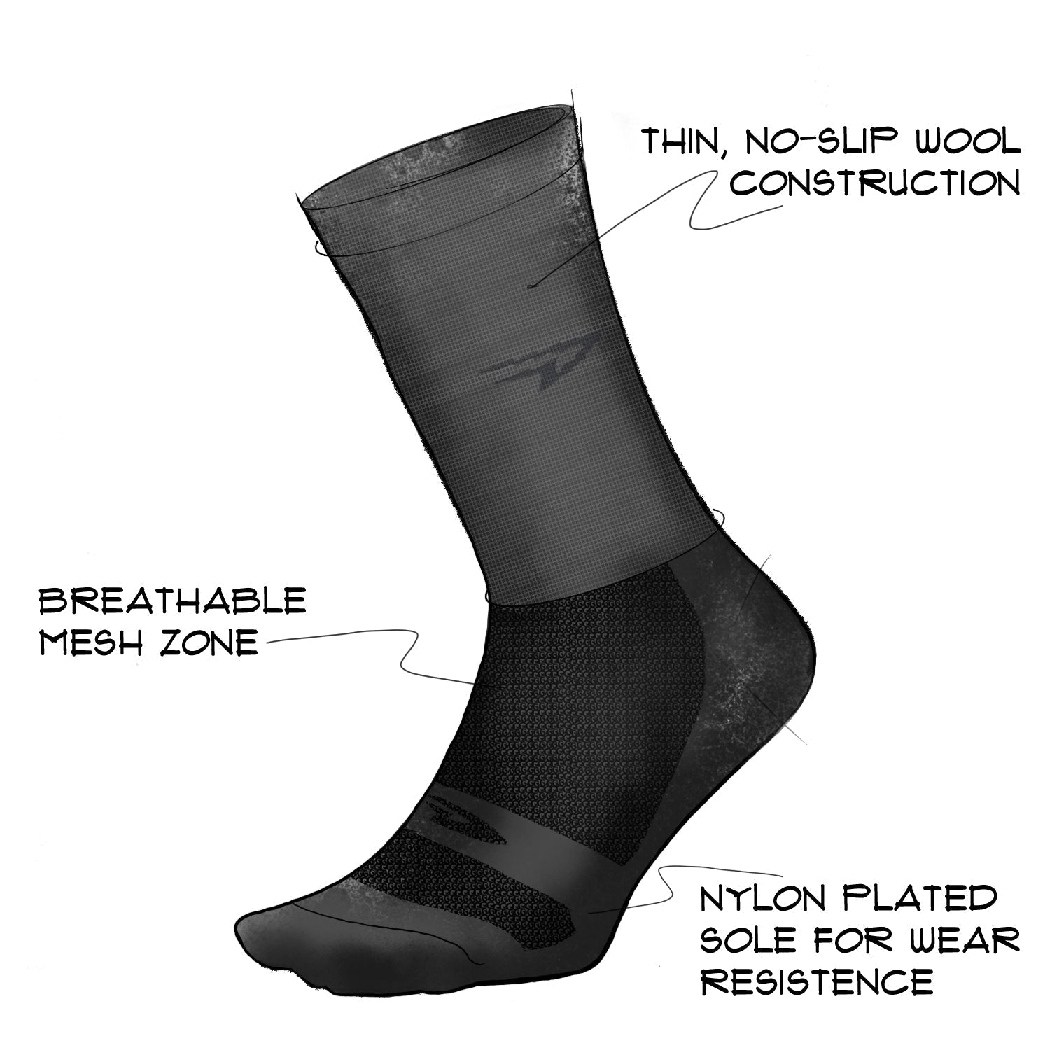 Calcetín Defeet Wooleator 5'' D-Logo Charcoal