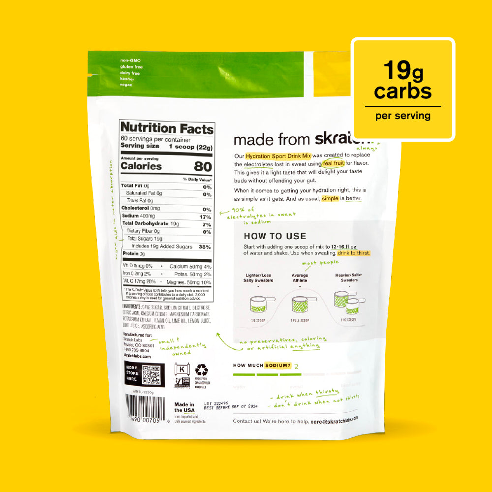 Skratch Labs Hydration Sport Drink Mix Limón y Lima – Bolsa 1320 g (60 porciones) - imagen 2
