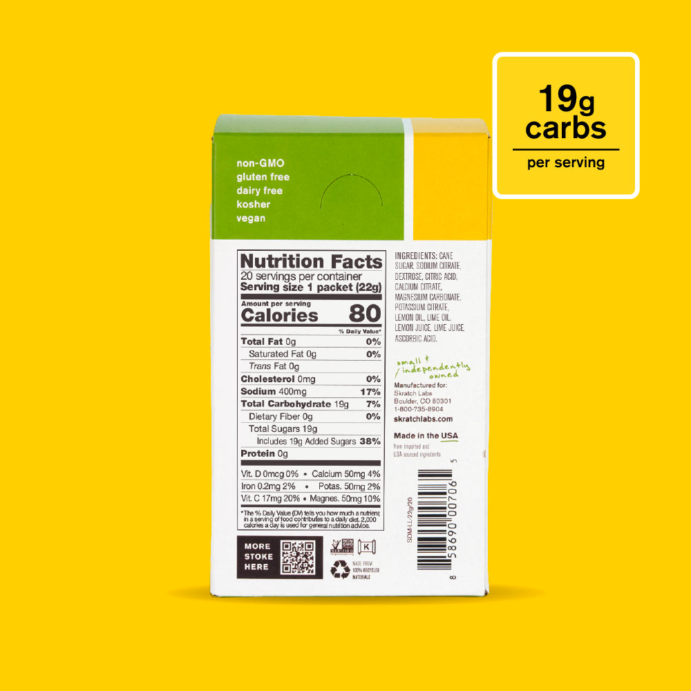 Skratch Labs Hydration Sport Drink Mix Limón y Lima – Caja 20 Sobres de 22 g - imagen 2