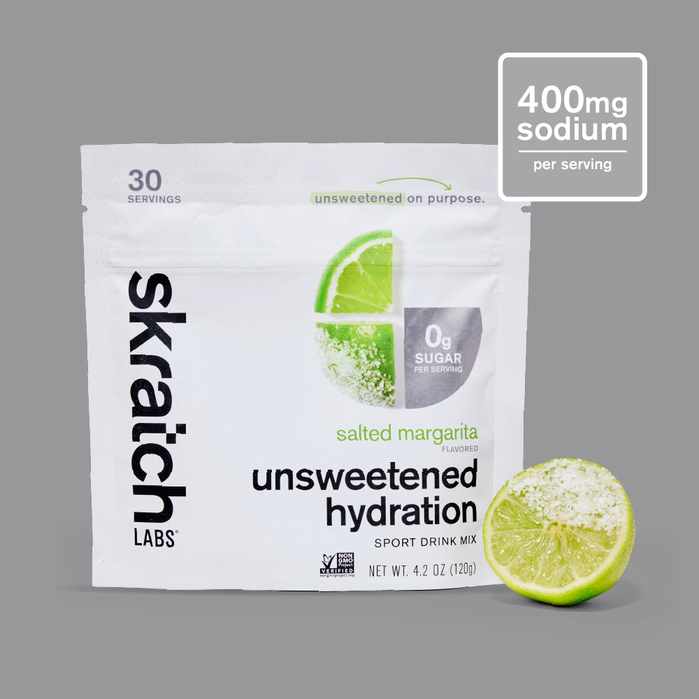 Skratch Labs Unsweetened Hydration Sport Drink Mix Sin Azúcar Margarita Salada – Bolsa 120 g (30 porciones)