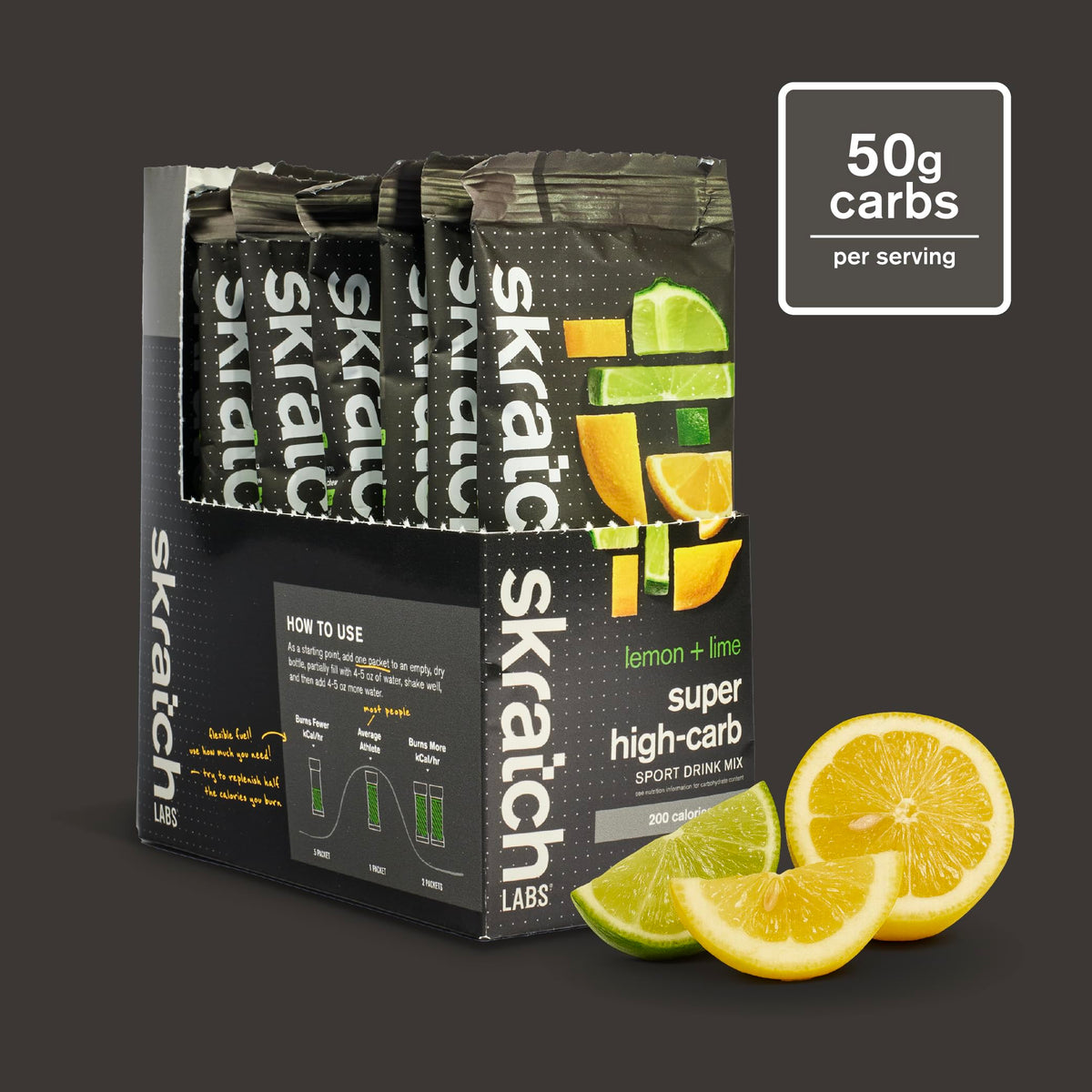 Skratch Labs Super High-Carb Sport Drink Mix Limón y Lima – Caja 8 Sobres de 53 g