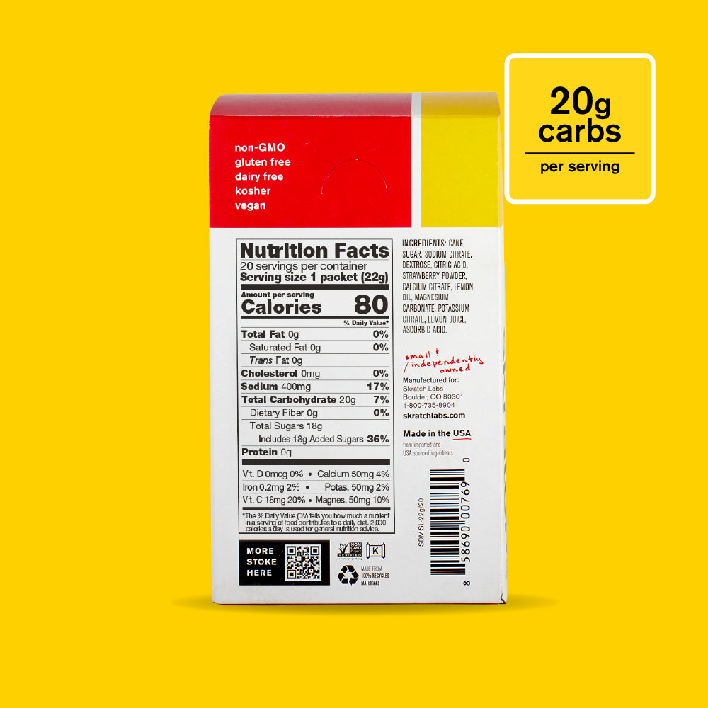 Skratch Labs Hydration Sport Drink Mix Limonada de Frutilla – Caja 20 Sobres de 22 g - imagen 2